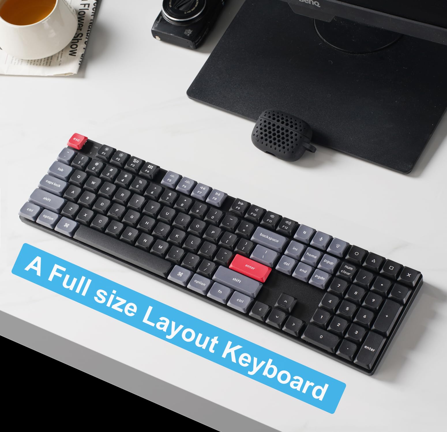 Keychron K5 Pro Wireless Mechanical Keyboard - 100% Full Size 108 Keys, QMK/VIA Programmable, Ultra-Slim White Backlit, Low Profile Gateron Brown Switch, Bluetooth/Wired for Mac Windows Linux - Perfect for Office Work, Gaming & Programming