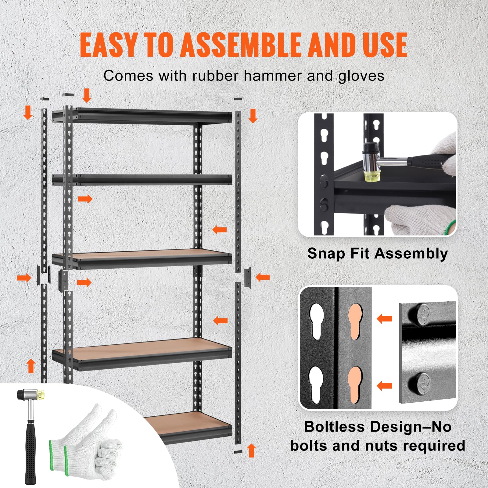 VEVOR 5-Tier Heavy Duty Metal Storage Shelving Unit - 2000 lbs Capacity, Adjustable Garage Shelves, Black Utility Rack (30