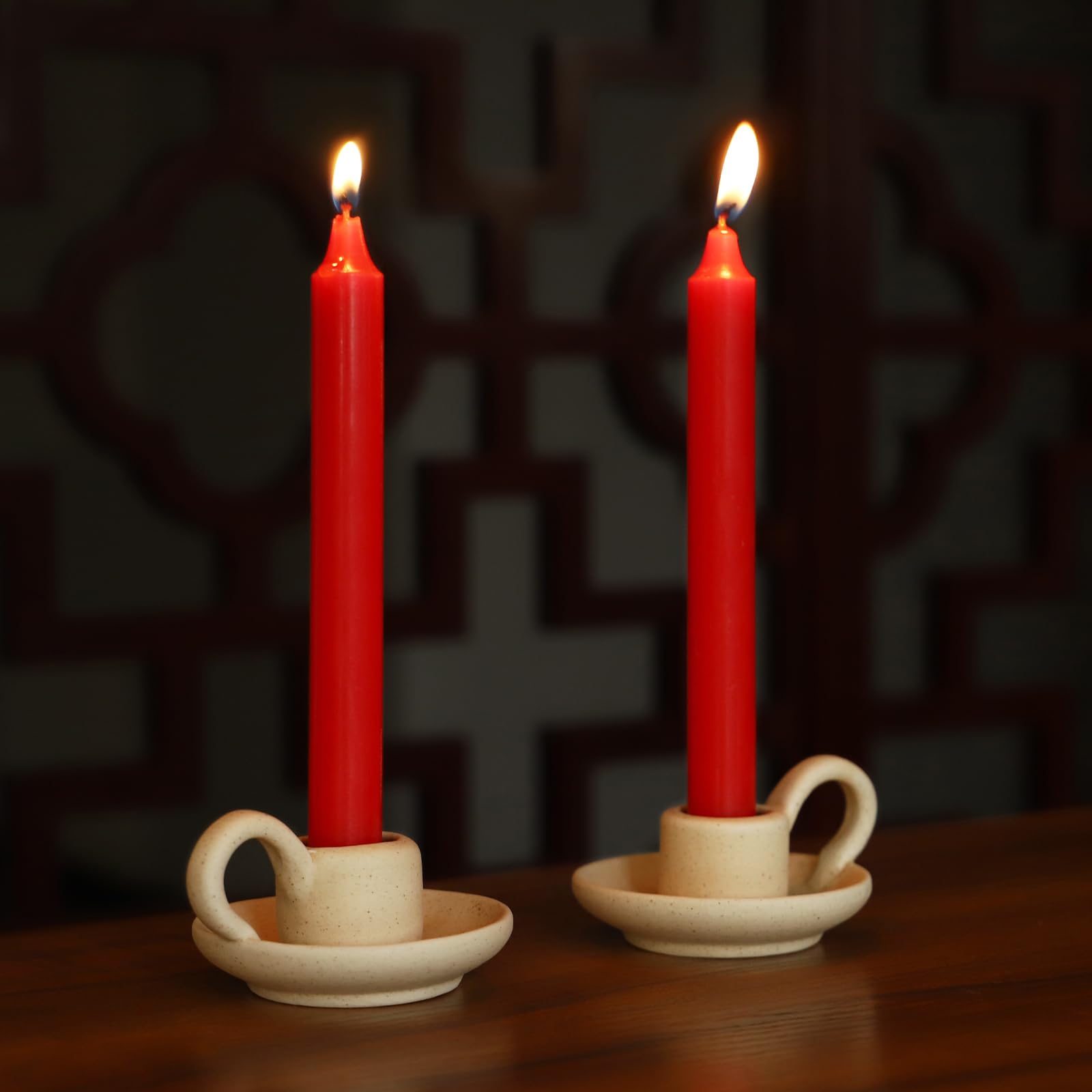 Nordic Style Ceramic Candle Holder Set of 2 - Elegant Taper Candlestick Stand for Home Decor, Wedding Centerpiece & Party Table Display - Perfect for Dining Table, Mantel Decor and Romantic Ambiance