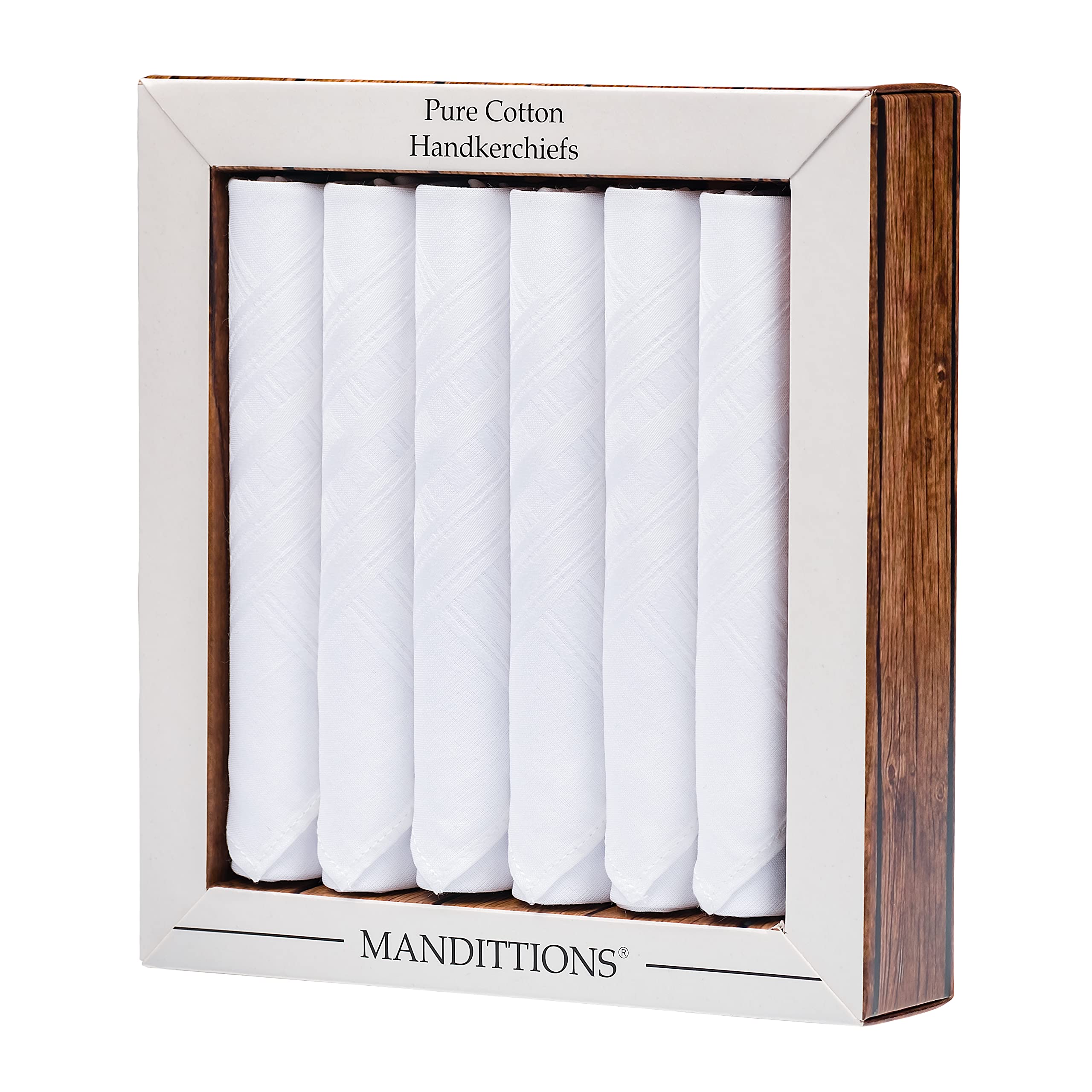 6-Pack White Cotton Handkerchiefs for Men - Soft, Breathable & Absorbent - Perfect for Everyday Use, Weddings & Formal Events