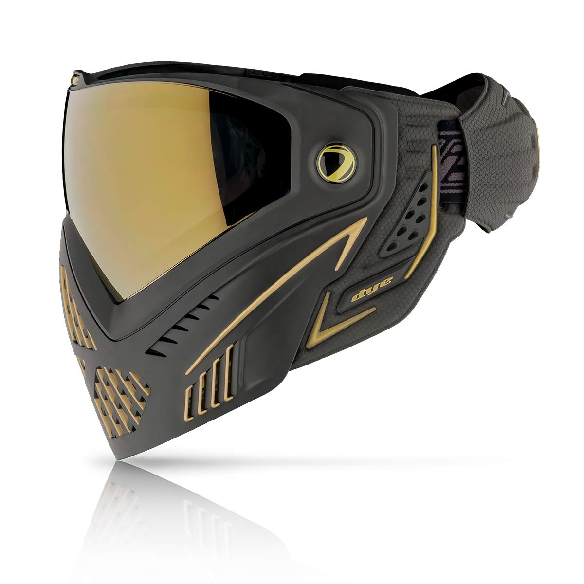 Dye i5 Paintball Mask - Onyx/Gold 2.0 with Northern Lights Thermal Lens | Anti-Fog Protection for All Weather Play | Perfect for Speedball & Woodsball Scenarios