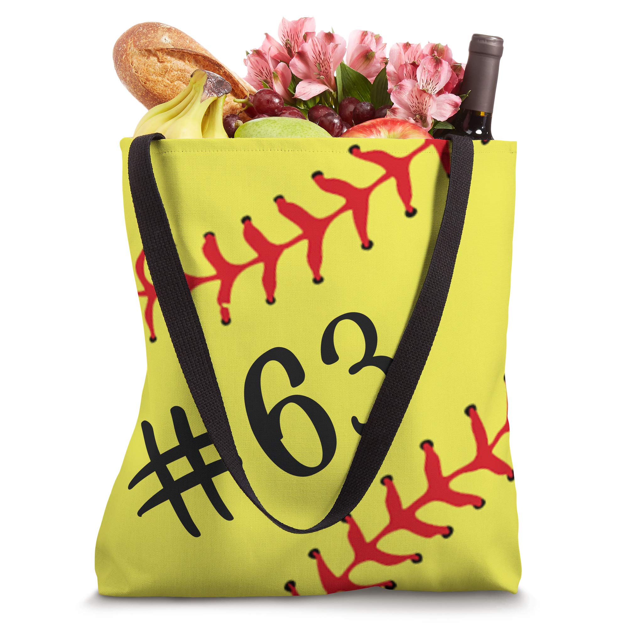 Custom #63 Softball Jersey Player Tote Bag - Sporty Gift for Softball Fans & Athletes - Perfect for Games, Practice, and Team Spirit