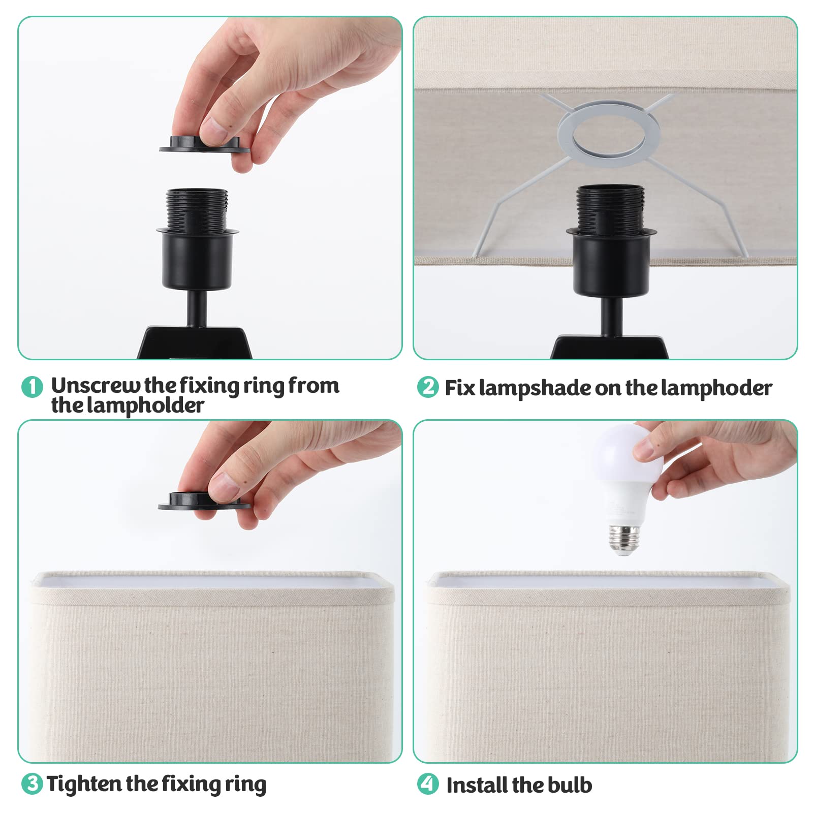 Touch Control Bedside Lamps with USB Ports & AC Outlet - 3-Way Dimmable LED Nightstand Lamps Set of 2 for Bedroom, Living Room, Dorm & Office - Perfect for Reading, Working & Nighttime Use (Bulbs Included)
