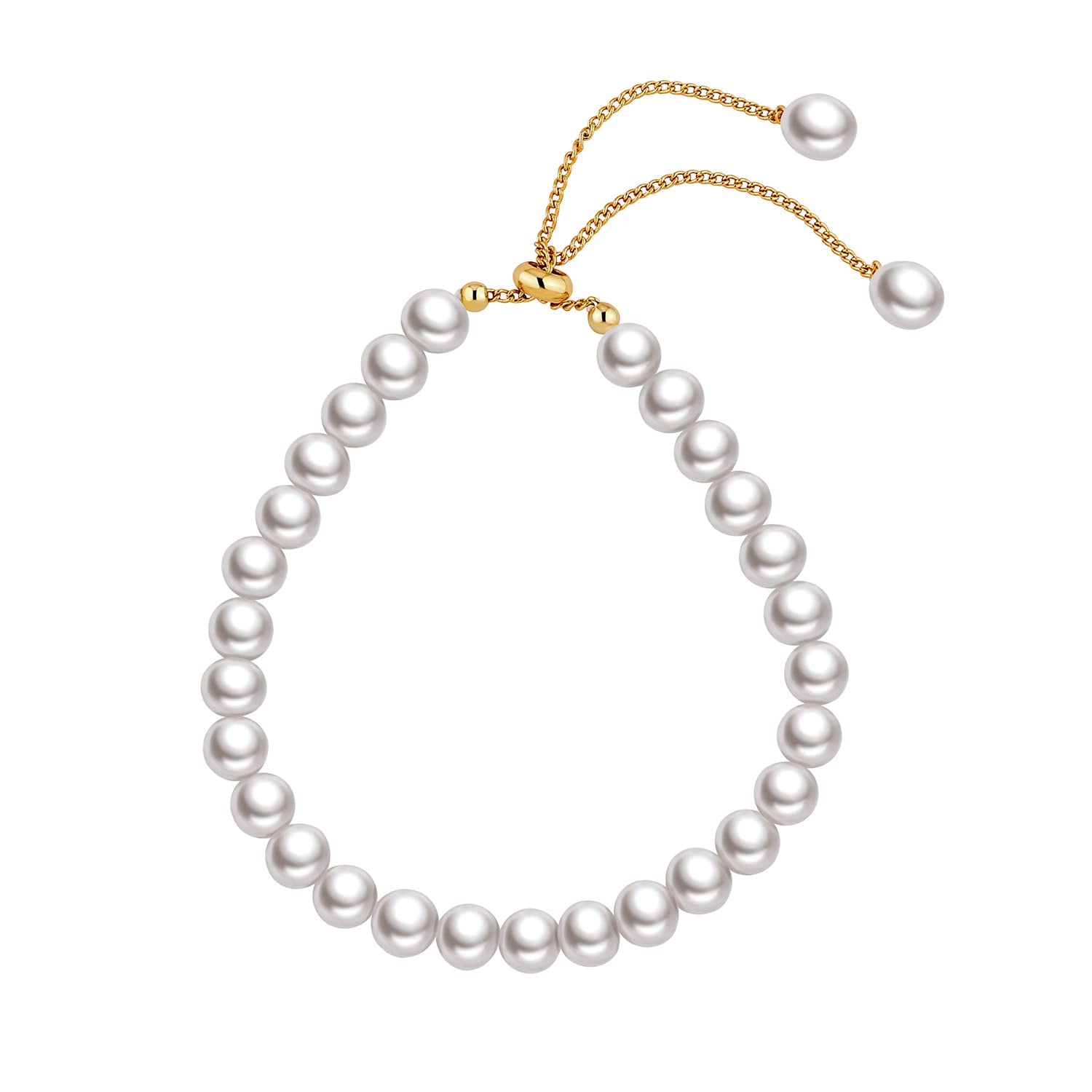 Kemstone Baroque Freshwater Pearl Bracelet - Gold Plated Adjustable Slider Bangle, Handmade Jewelry Gift for Women - Perfect for Weddings, Parties & Everyday Elegance