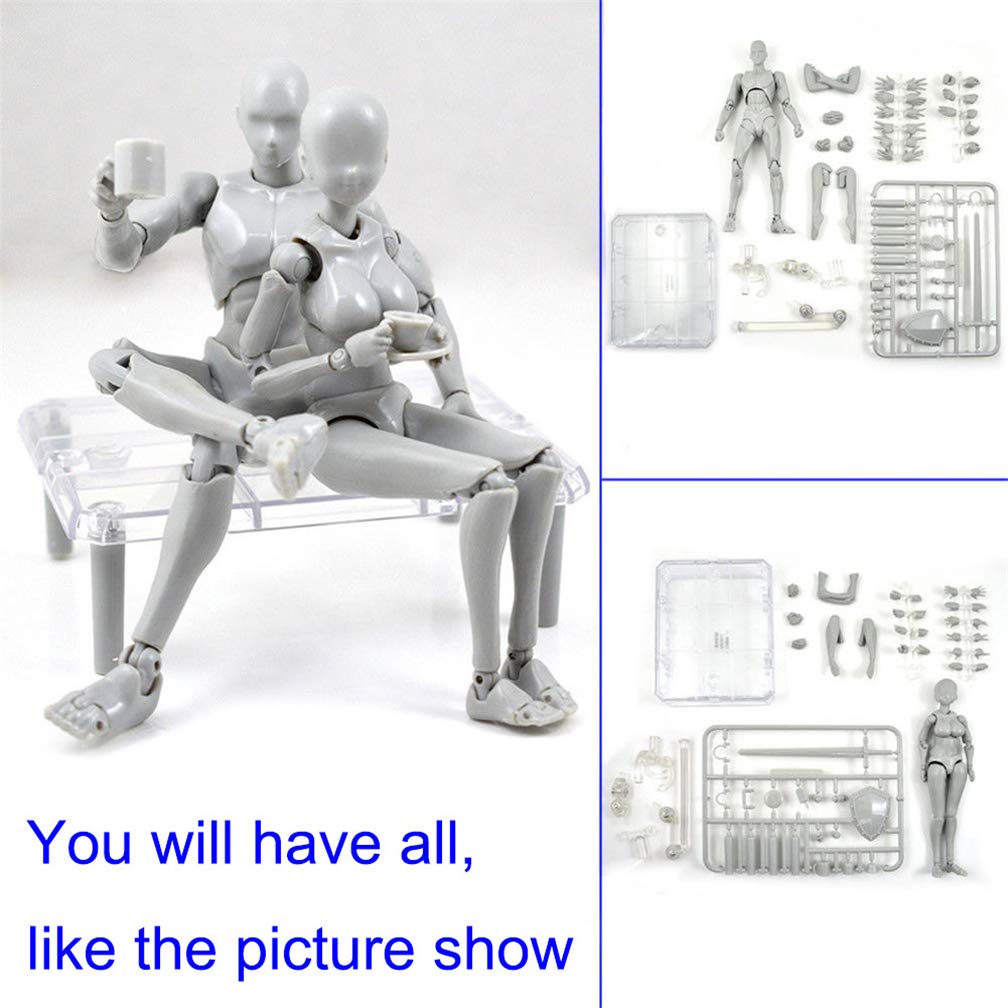 Action Figure Model 2.0 Body Kun & Body-Chan Doll Set with 30+ Accessories - Posable Artist Mannequin for Drawing, Sketching & Painting - Perfect for Art Students, Animators & Figure Drawing Practice