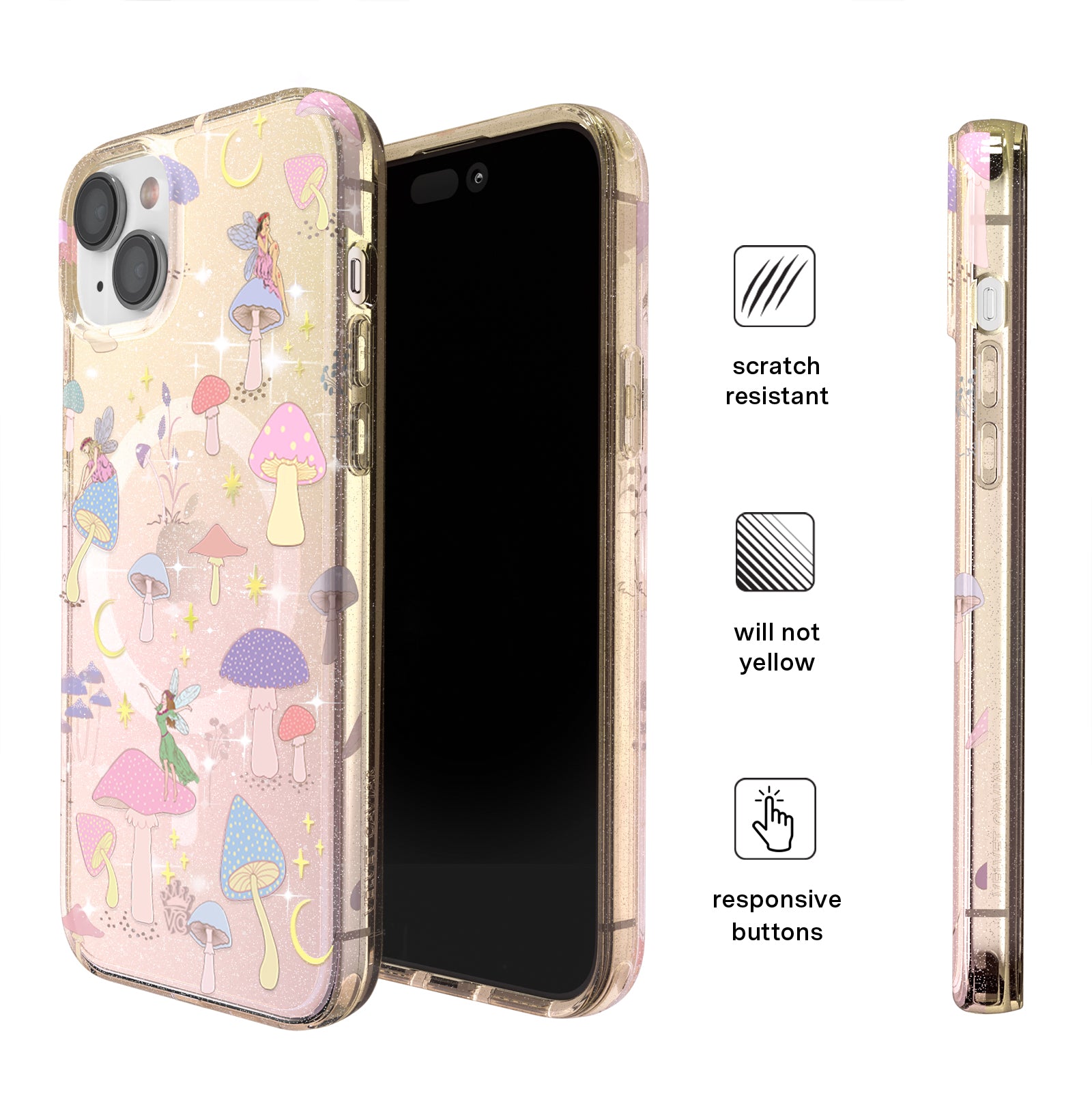Enchanted Mushrooms iPhone Case - Magical Fairy Tale Design for iPhone 13/14/15 Pro Max - Durable Protective Cover - Perfect for Nature Lovers & Fantasy Fans (Use for Daily Protection & Style)