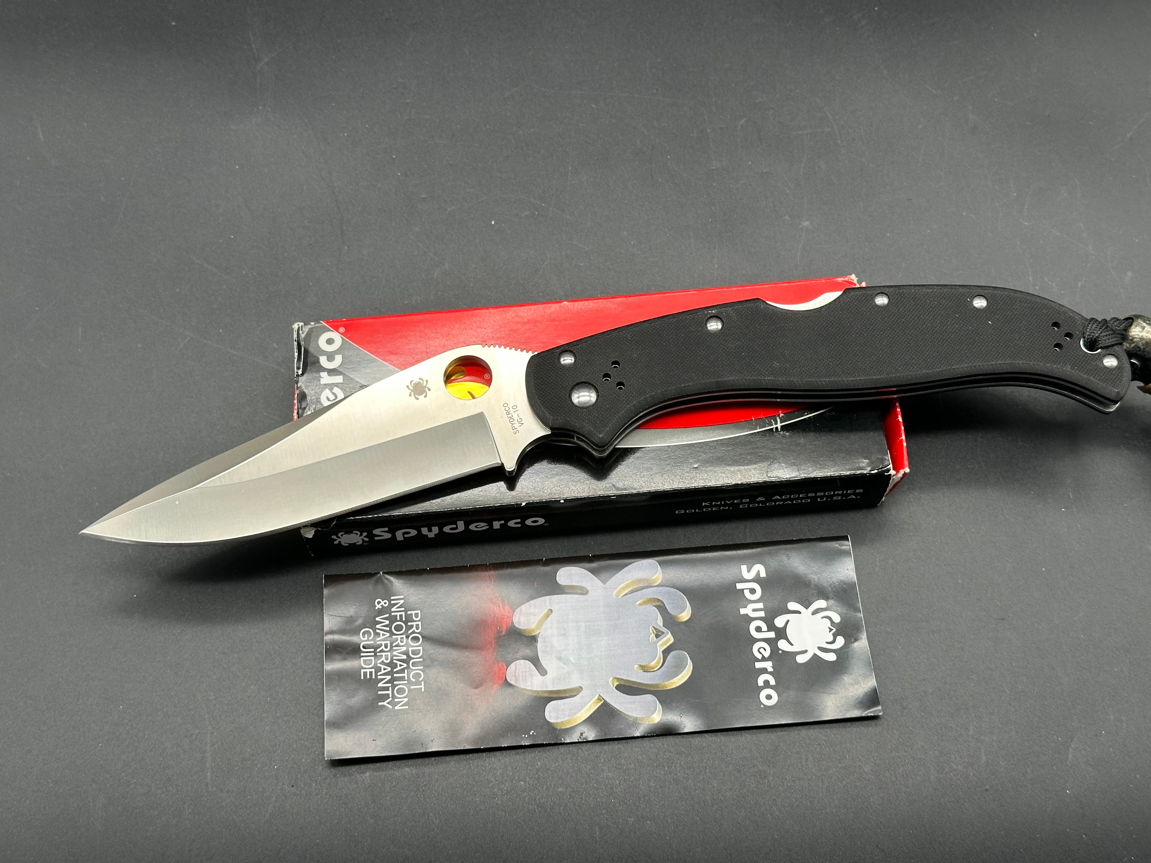 Spyderco Tatanka PowerLock Folding Knife - Black G-10 Handle, 5.06