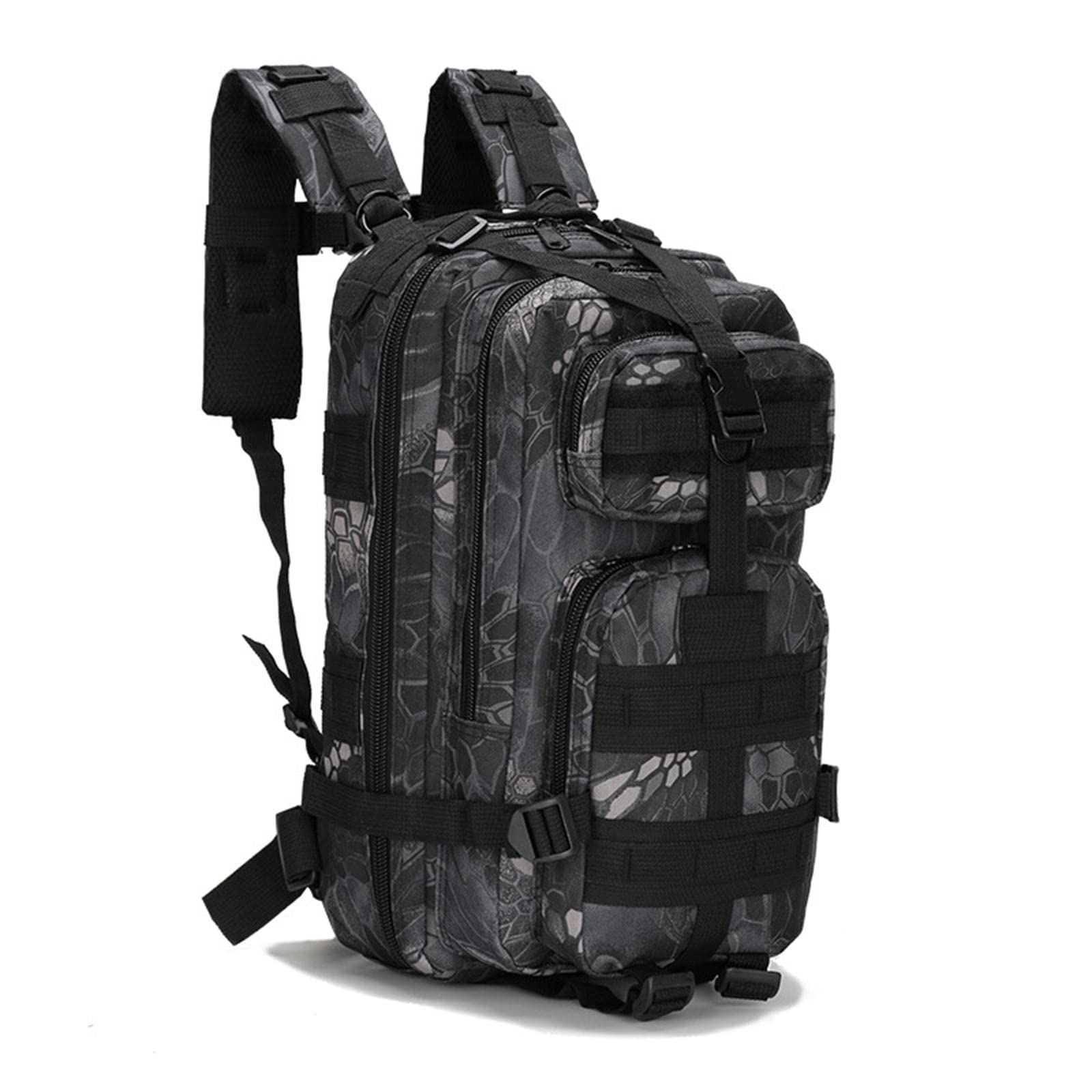 CALANDIS 40L Hiking Backpack - Lightweight Waterproof Travel Rucksack for Camping, Hunting & Outdoor Adventures - Durable Black Geometric Design - Perfect for Day Trips, Trekking & Backpacking