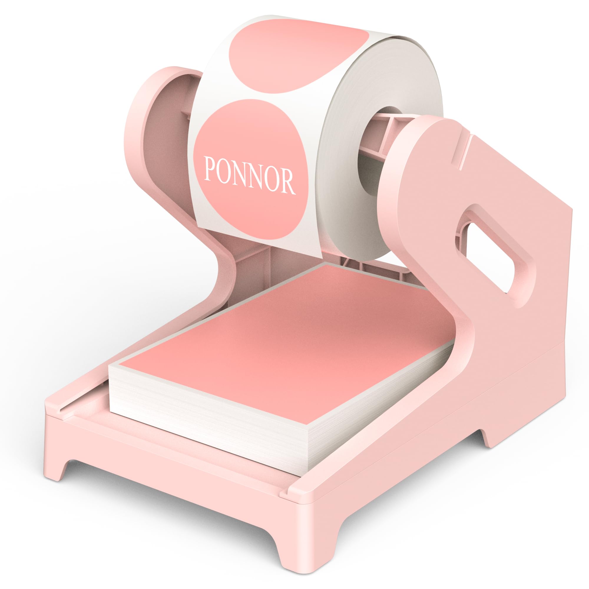 Thermal Label Holder for Shipping Labels - Compatible with Rolls & Fanfold Labels, Desktop Printer Stand, DIY Office & Home Organization Accessory (Pink) | Perfect for E-commerce, Warehouse & Small Business Labeling