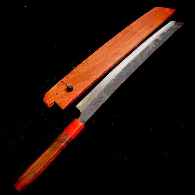 Premium Dao Vua V3 52100 Carbon Steel 350mm Sakimaru Slicer Knife with Saya - Professional Japanese Style Chef's Knife for Sushi, Meat & Vegetable Cutting - Perfect for Home Kitchens & Restaurant Use