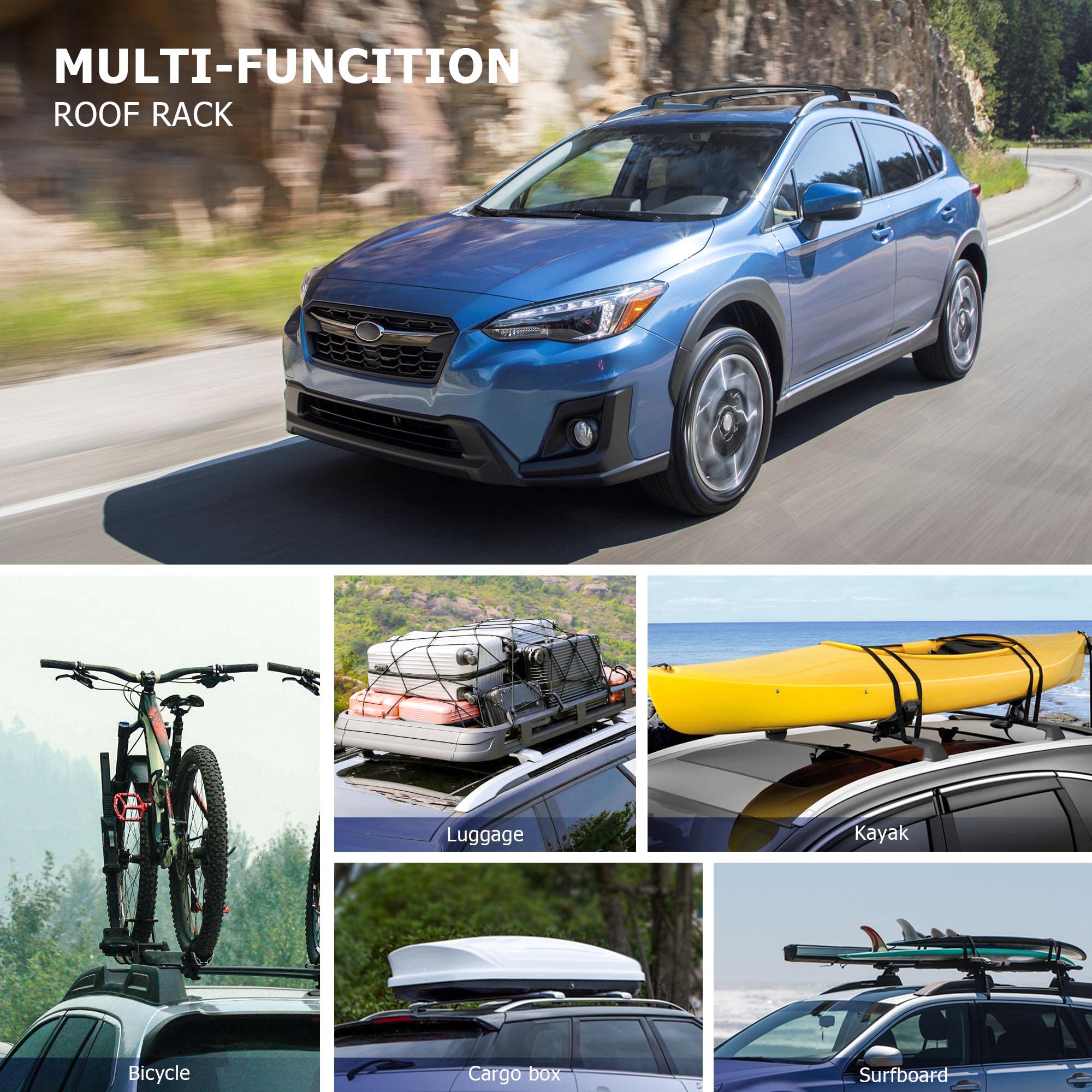 **2018-2023 Subaru Crosstrek & 2017-2023 Impreza Roof Rack Cross Bars – 220LBS Capacity, Heavy-Duty Aluminum, Anti-Corrosion, Lockable – Fits Luggage, Kayaks, Bicycles, Snowboards – Perfect for Road Trips & Outdoor Adventures**