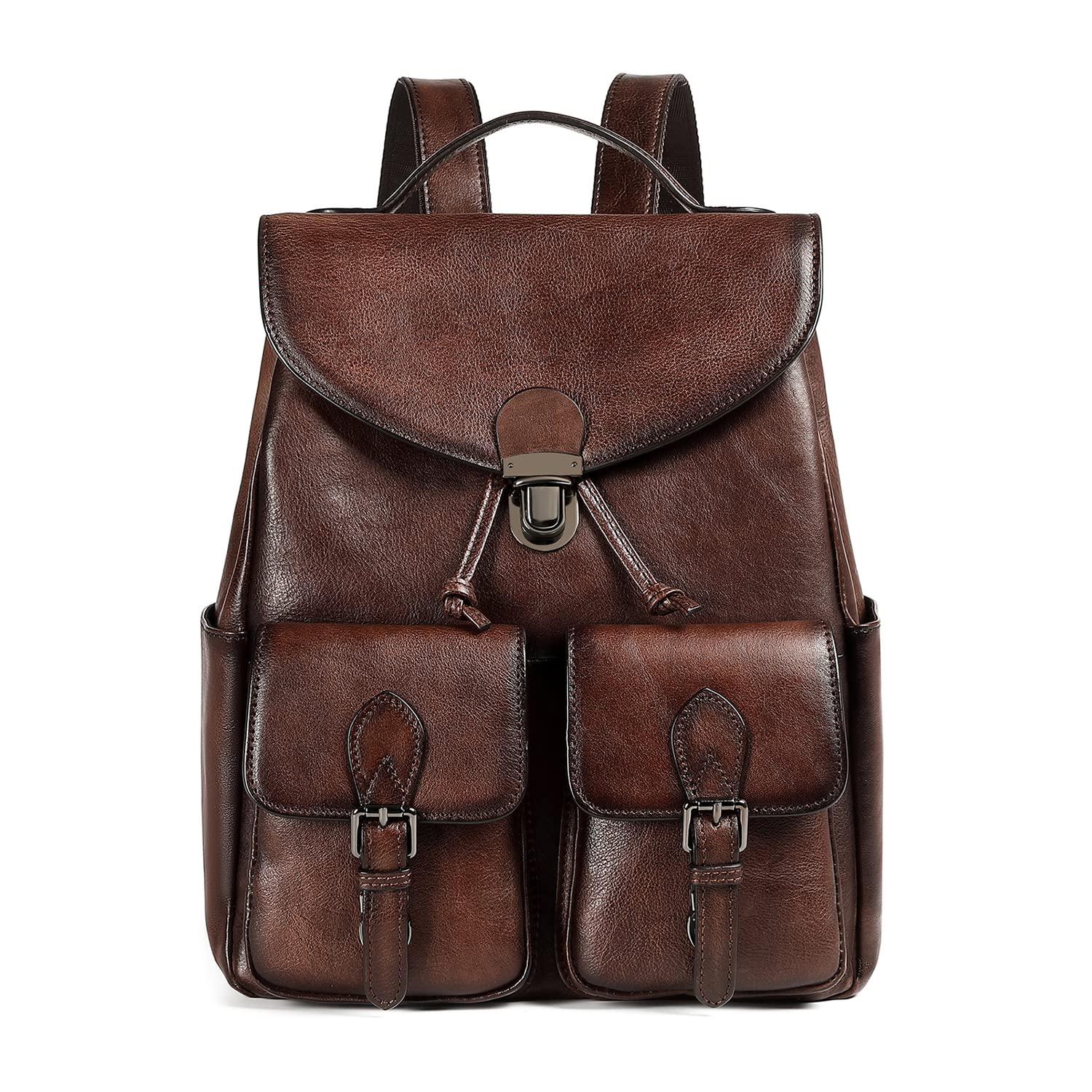 Vintage Genuine Leather Backpack for Women - Stylish Retro Rucksack Daypack Purse (Coffee Brown) - Perfect for Travel, Work & Everyday Use