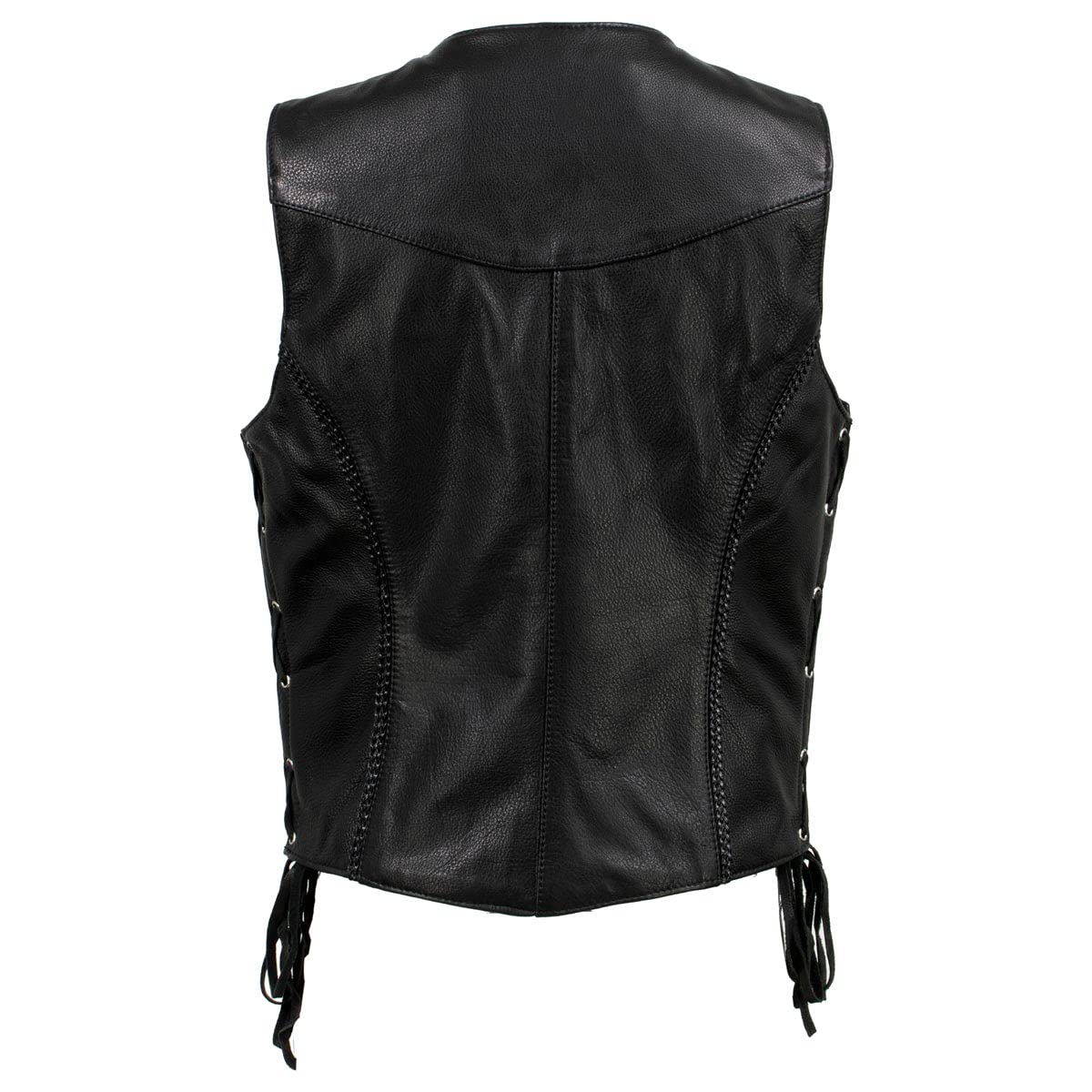 Milwaukee Leather MLVSL5001 Women's Black Braided Motorcycle Vest - USA Made Genuine Leather Biker Jacket for Harley Riding & Outdoor Adventures