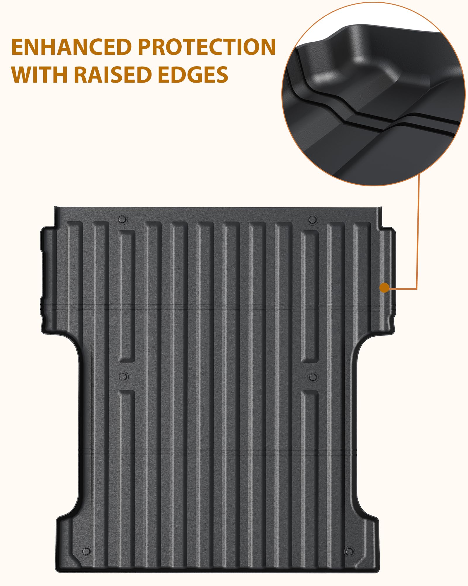 Heavy Duty Truck Bed Mat for 2017-2025 Ford F250 F350 F450 Super Duty 6.75ft Bed | All-Weather TPE Bed Liner | Non-Slip Cargo Protection | Perfect for Hauling, Camping & Work Site Use