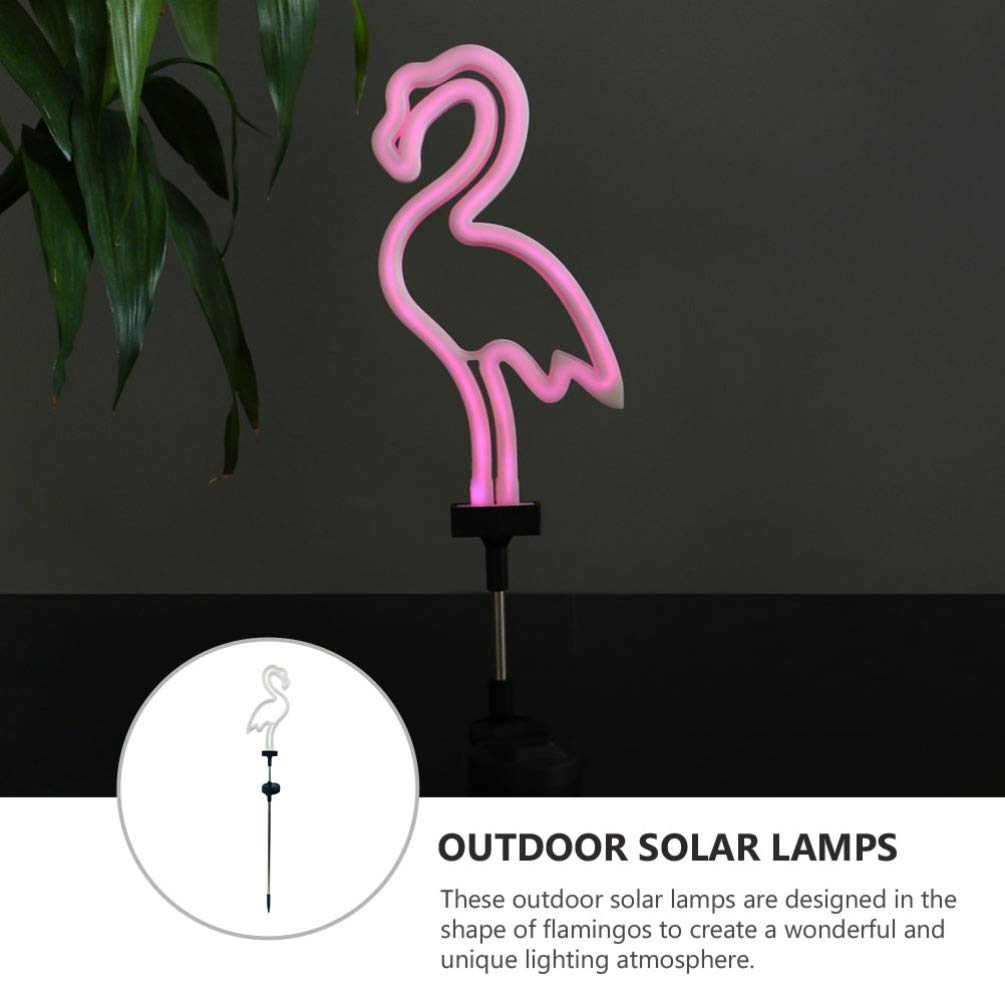 Uonlytech Flamingo Neon Sign Solar Garden Light - Waterproof Outdoor Lawn Decor with Flamingo Pattern, Perfect for Yard, Patio, and Garden Lighting at Night