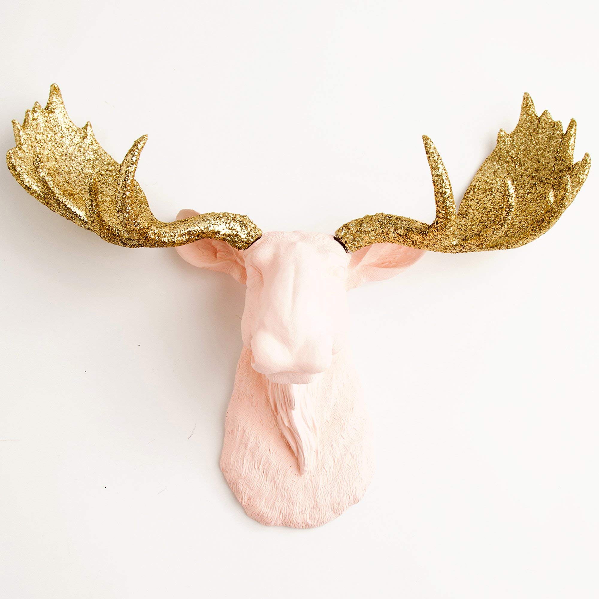 Hand-Painted Modern Moose Head Wall Art - Rustic Farmhouse Decor 'The Eva' with Antlers | Country Chic Home Accent for Living Room, Bedroom & Cabin Decor