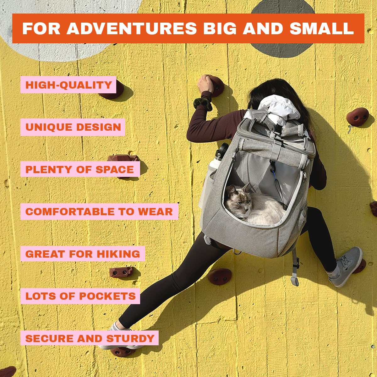 Premium Cat Backpack Carrier for Travel & Hiking - Breathable Grey Mesh Pet Carrier for Small, Medium & Large Cats up to 25 lbs - Side Pockets & Zipper Clips - Perfect for Vet Visits, Outdoor Adventures & Airplane Travel
