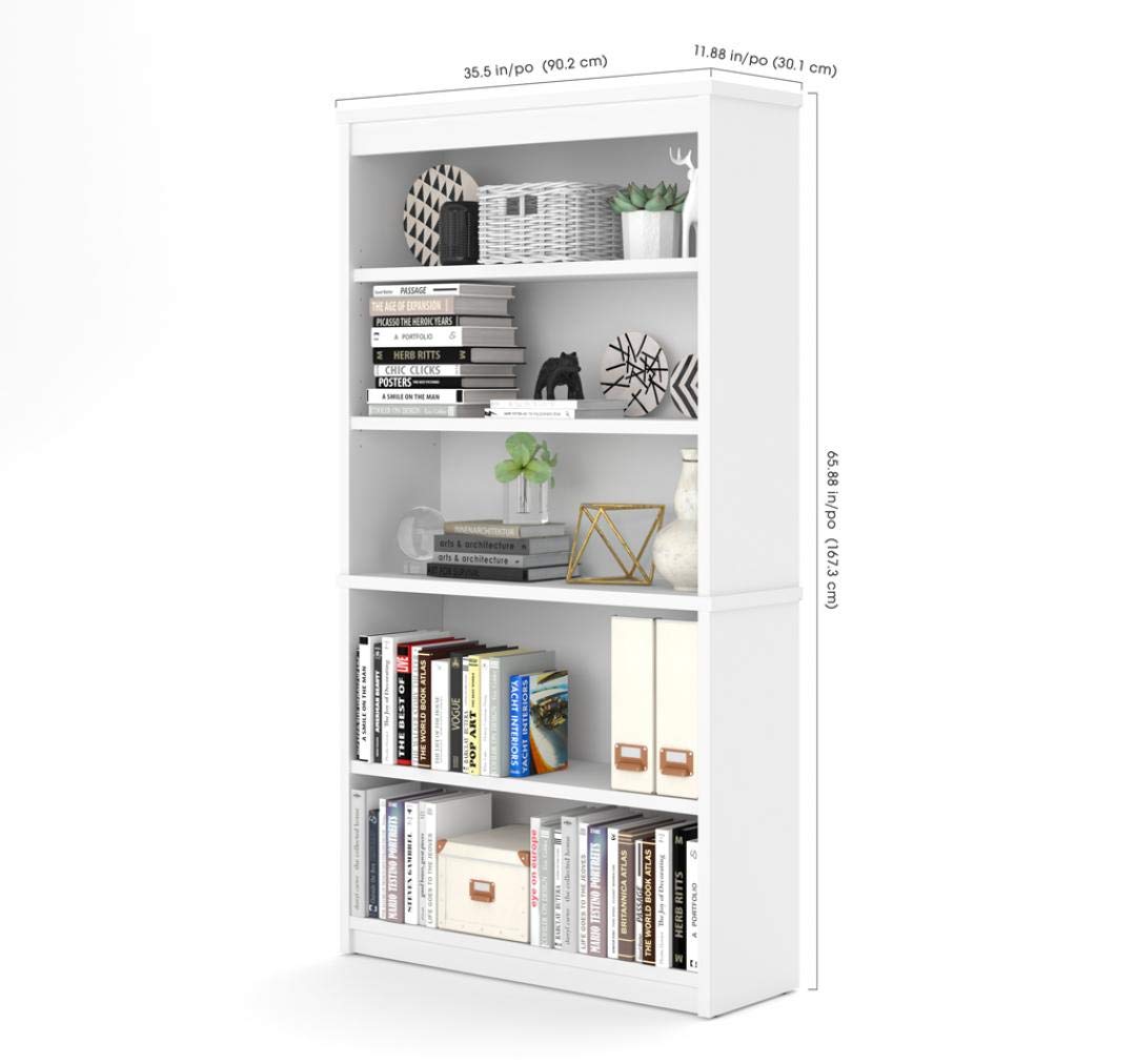 Bestar Universal 36W Bookcase in Chocolate Brown - Stylish Storage Solution for Living Room, Office & Bedroom Organization