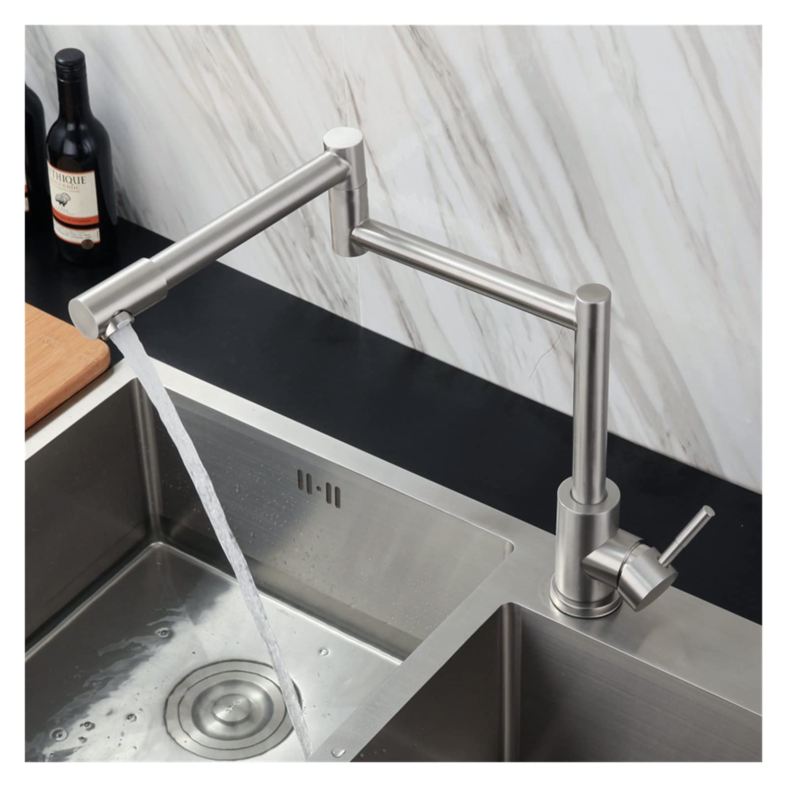 360° Rotating Stainless Steel 304 Lead-Free Single Handle Kitchen Sink Faucet with Pull Down Sprayer - Perfect for Modern Home Cooking & Dishwashing