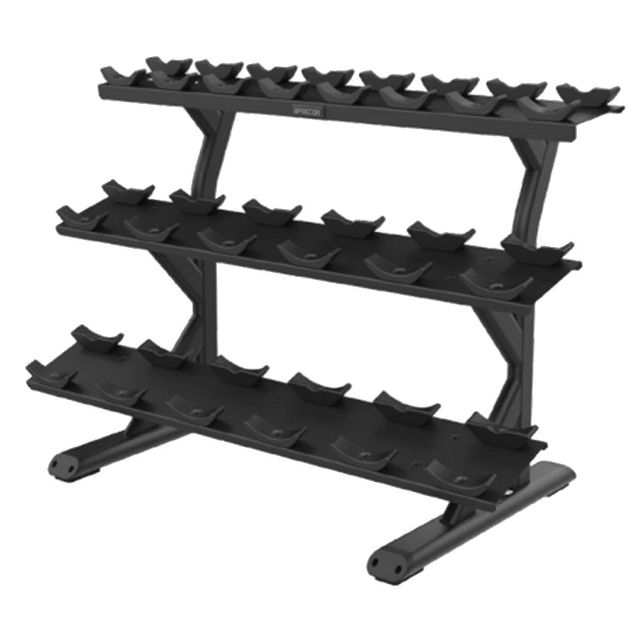 Precor Vitality Series 3-Tier 10-Pair Saddle Tray Dumbbell Rack (VBR 6814) - Heavy Duty Gym Equipment for Home & Commercial Use - Perfect for Weight Training & Strength Workouts