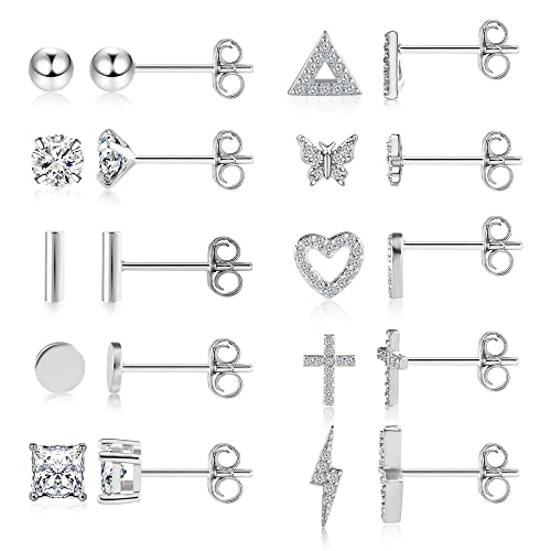 10Pairs Silver Studs