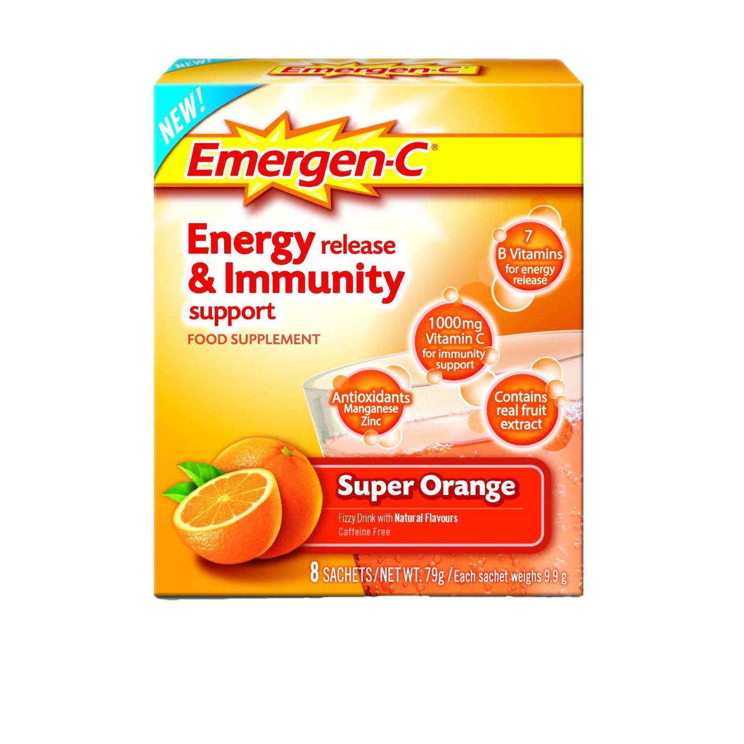 Emergen-C Vitamin C Supplement Powder Packets - 8 Sachets for Immune Support, Energy Boost & Hydration | Perfect for Travel, Workout Recovery & Daily Wellness