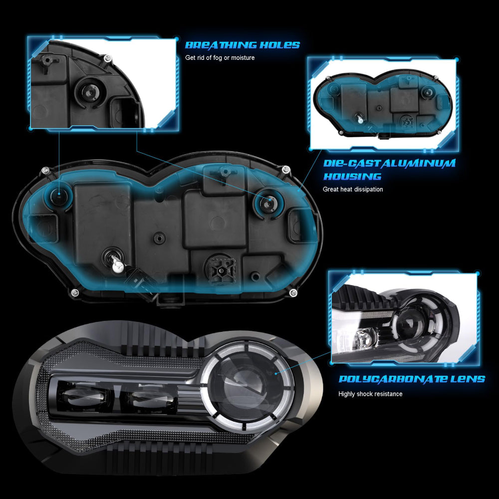 LED Headlight Assembly Compatible with BMW R1200GS (2004-2012) & R1200GS Adventure (2005-2013) - High Brightness Motorcycle Headlight for Night Riding & Off-Road Adventures