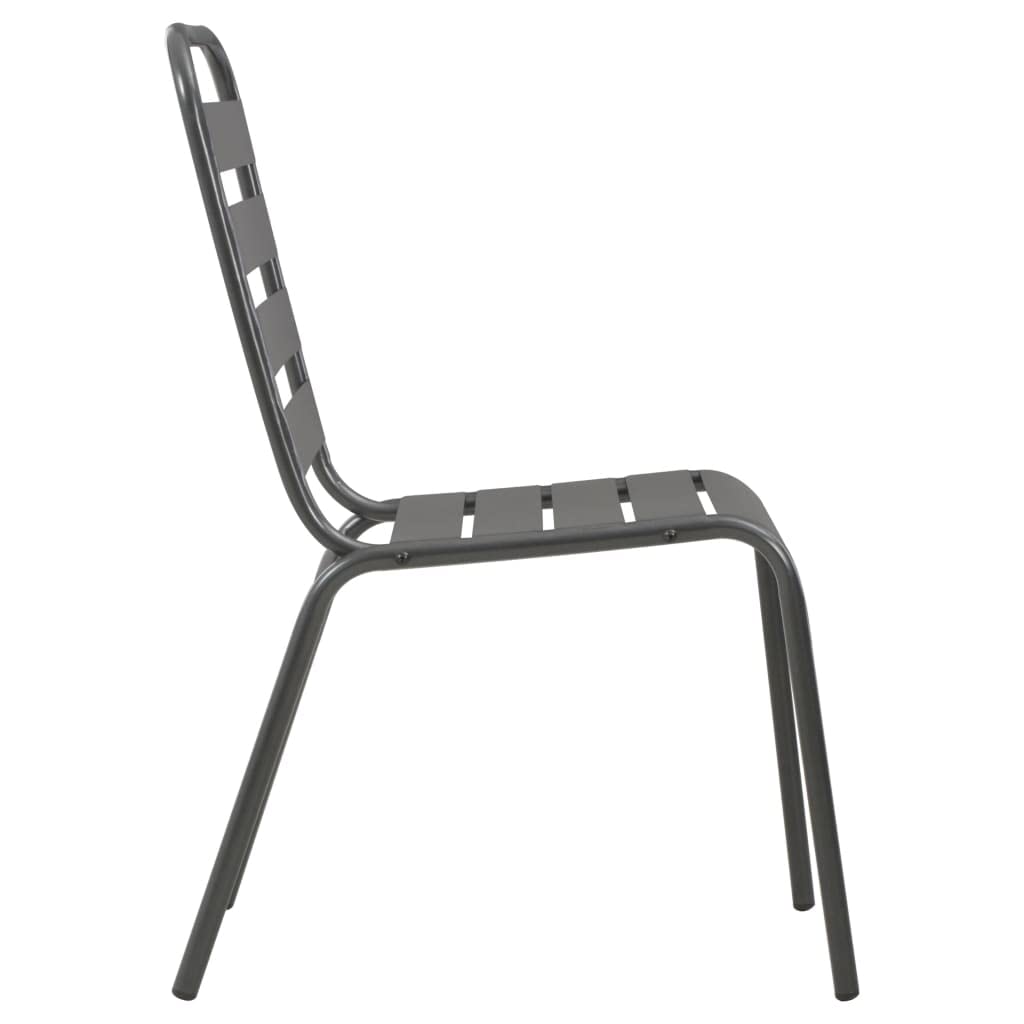 vidaXL 7-Piece Contemporary Patio Dining Set in Dark Gray - Industrial-Style Outdoor Furniture with Stackable Chairs, Durable Steel Construction - Perfect for Backyard, Garden, and Poolside Entertaining