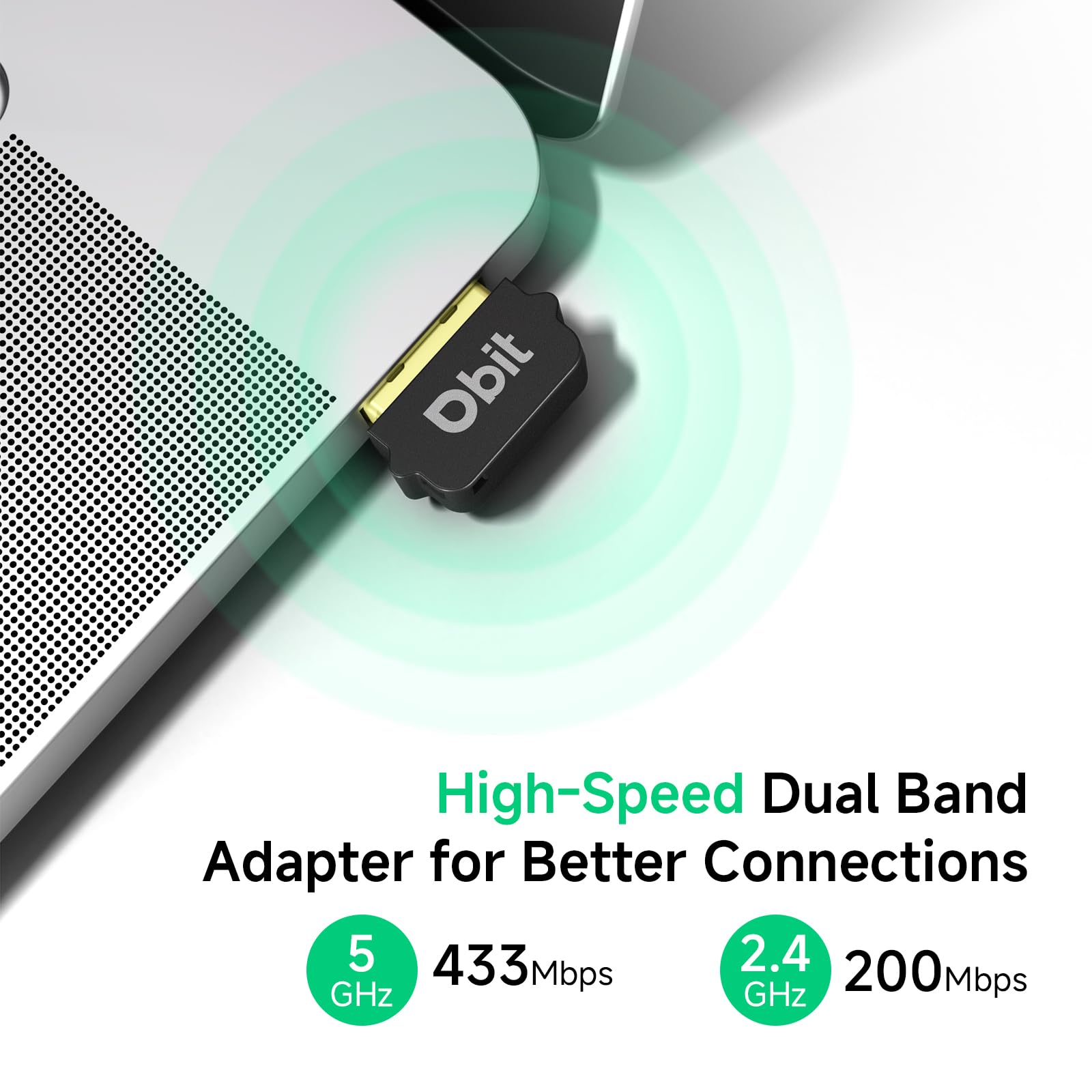 DBIT 650Mbps USB WiFi Adapter for PC & Laptop - Dual Band 5GHz/2.4GHz Wireless Network Dongle, Nano Size USB WiFi Receiver Compatible with Windows XP/7/8/10/11 & Mac OS 10.9-10.14 - Perfect for Online Gaming, Video Streaming & Home Office