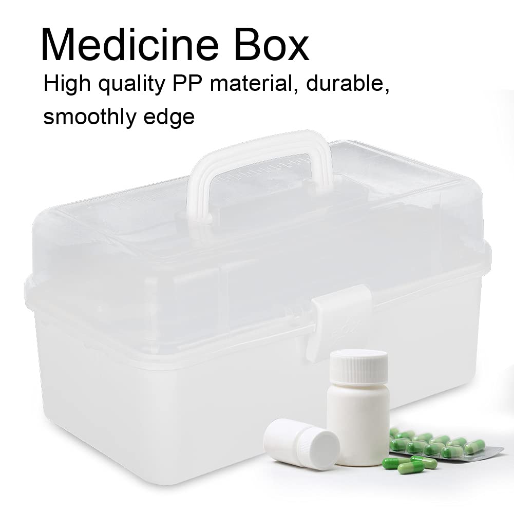 Portable Medicine Organizer Box - Large Family First Aid Kit for Home, Travel & Emergency Use - Child-Safe Medicine Storage Case with Compartments (Ideal for Parents, Camping & Daily Healthcare)