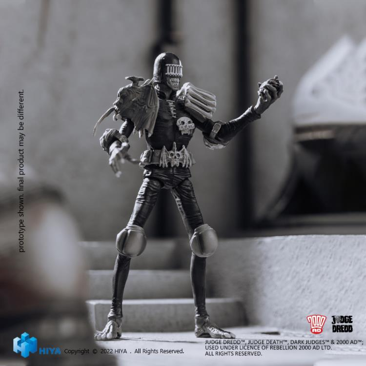 1/18 HIYA 4inch Action Figure - Exquisite Mini Series Judge Dredd vs Judge Death (Black & White) - Collectible Model for Display & Comic Book Scenes