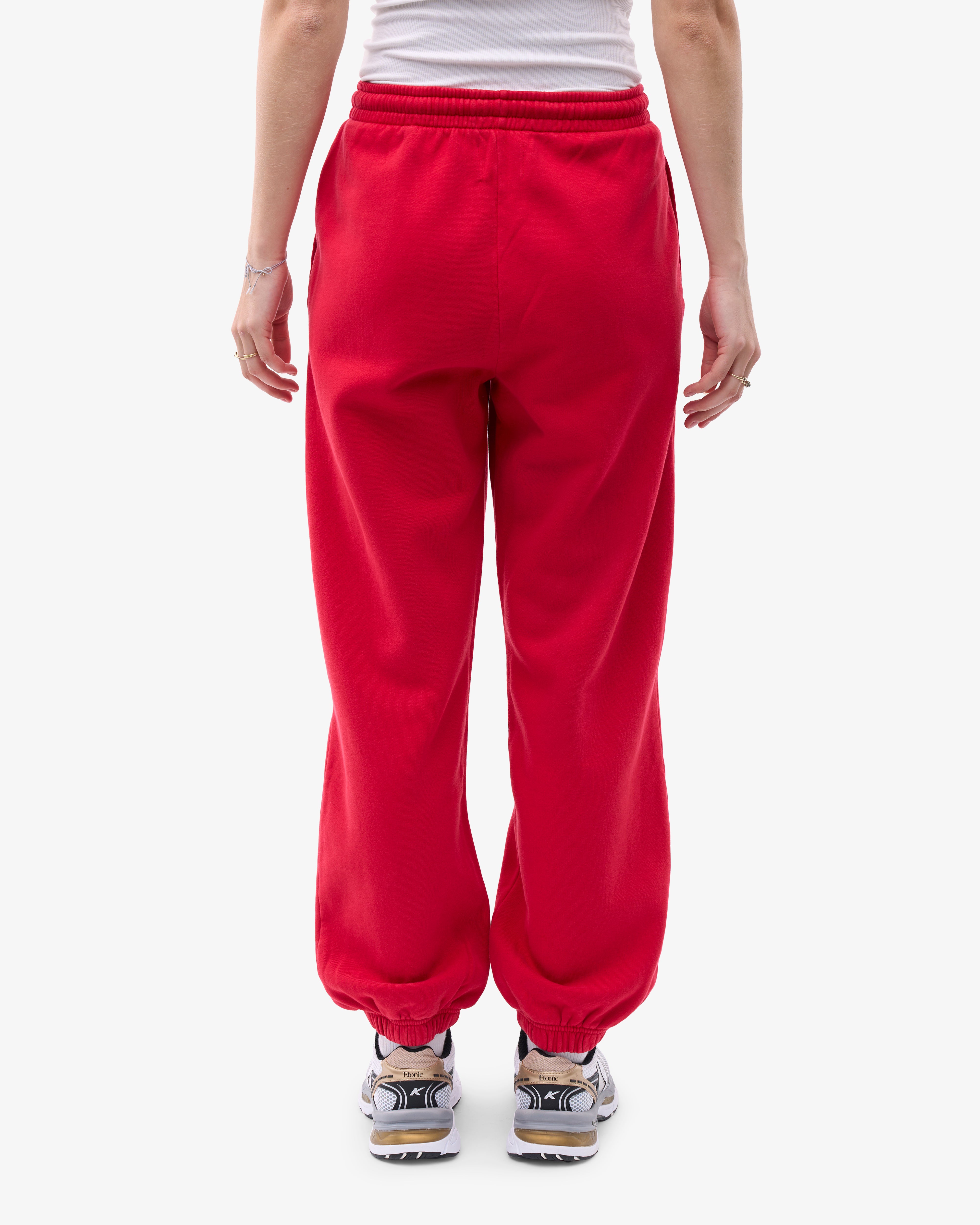 Organic Relaxed Sweatpants for Women - Soft Cotton Lounge Pants in Scarlet Red - Perfect for Yoga, Home & Casual Wear