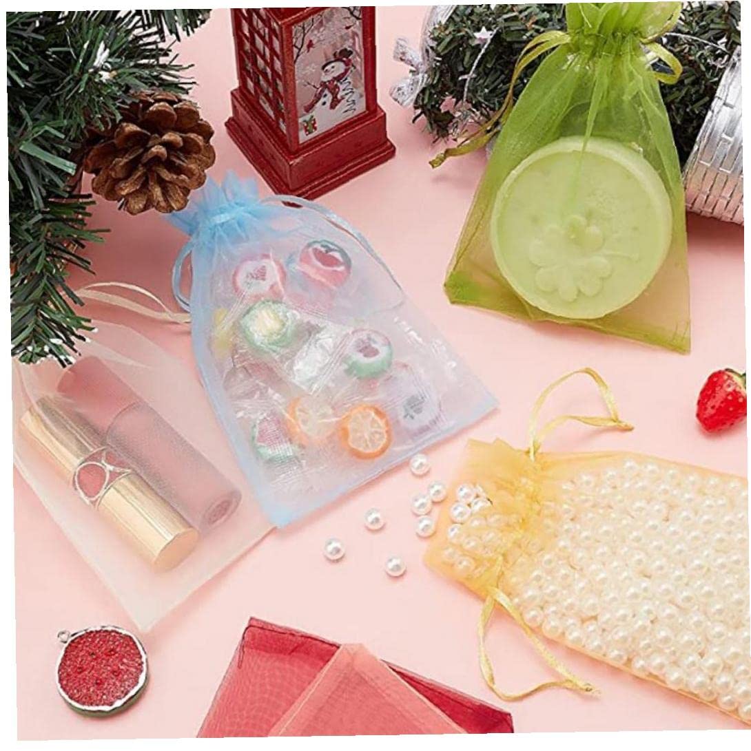 50pcs Small Organza Drawstring Bags - Jewelry Pouches & Gift Bags for Wedding Favors, Party Gifts, Candy Packaging - Mesh Sachet Bags for Jewelry Storage & Event Decorations