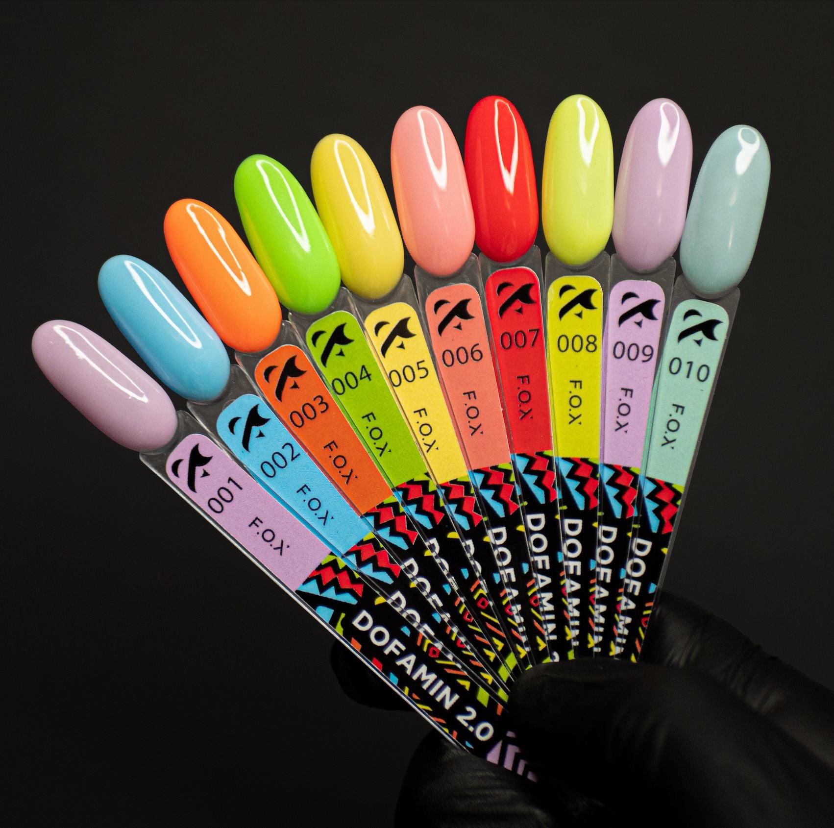 F.O.X Dofamin 2.0 Artificial Nail Tips - 10pcs Full Set for Acrylic & Gel Nails - Perfect for Salon, Home Manicure & Nail Art DIY