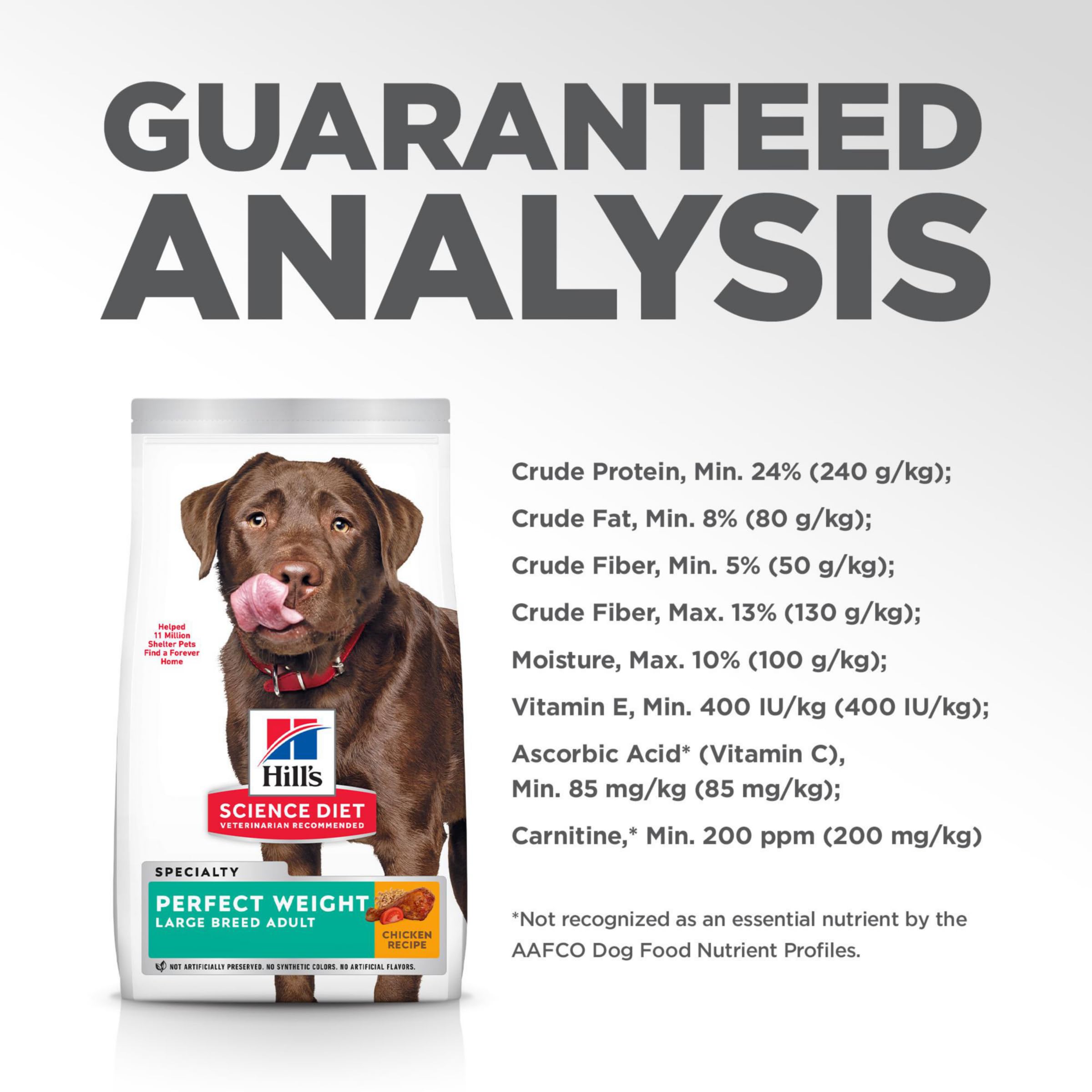 Hill's Science Diet Perfect Weight Dry Dog Food for Large Breed Adults 1-5 Years - Chicken Recipe, 25 lb Bag - Weight Management Support for Healthy Lifestyle