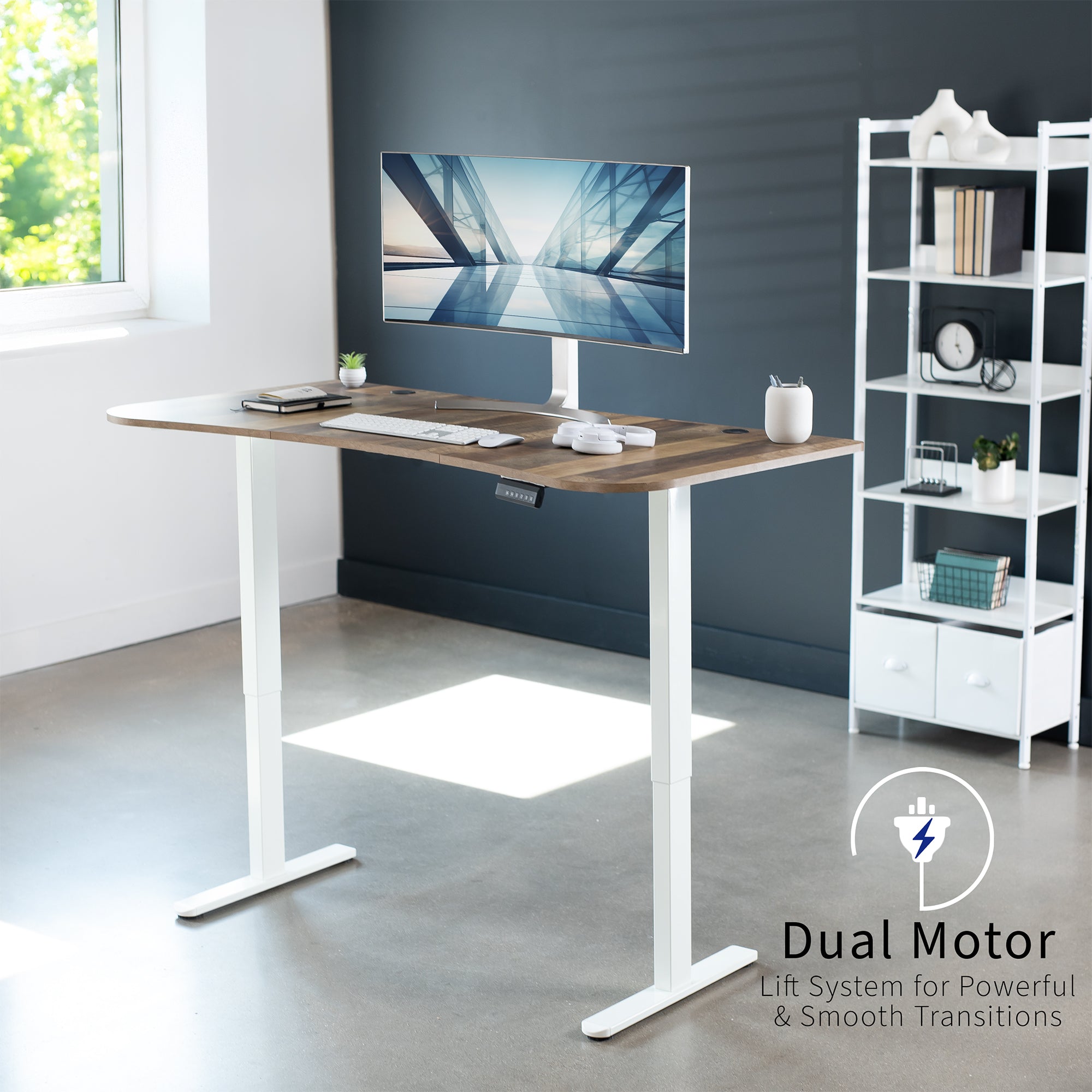 E2 Series 63 x 32 Inch Dual Motor Standing Desk with Memory Controller - Adjustable Height Electric Desk for Home Office, Gaming & Workstation Setup