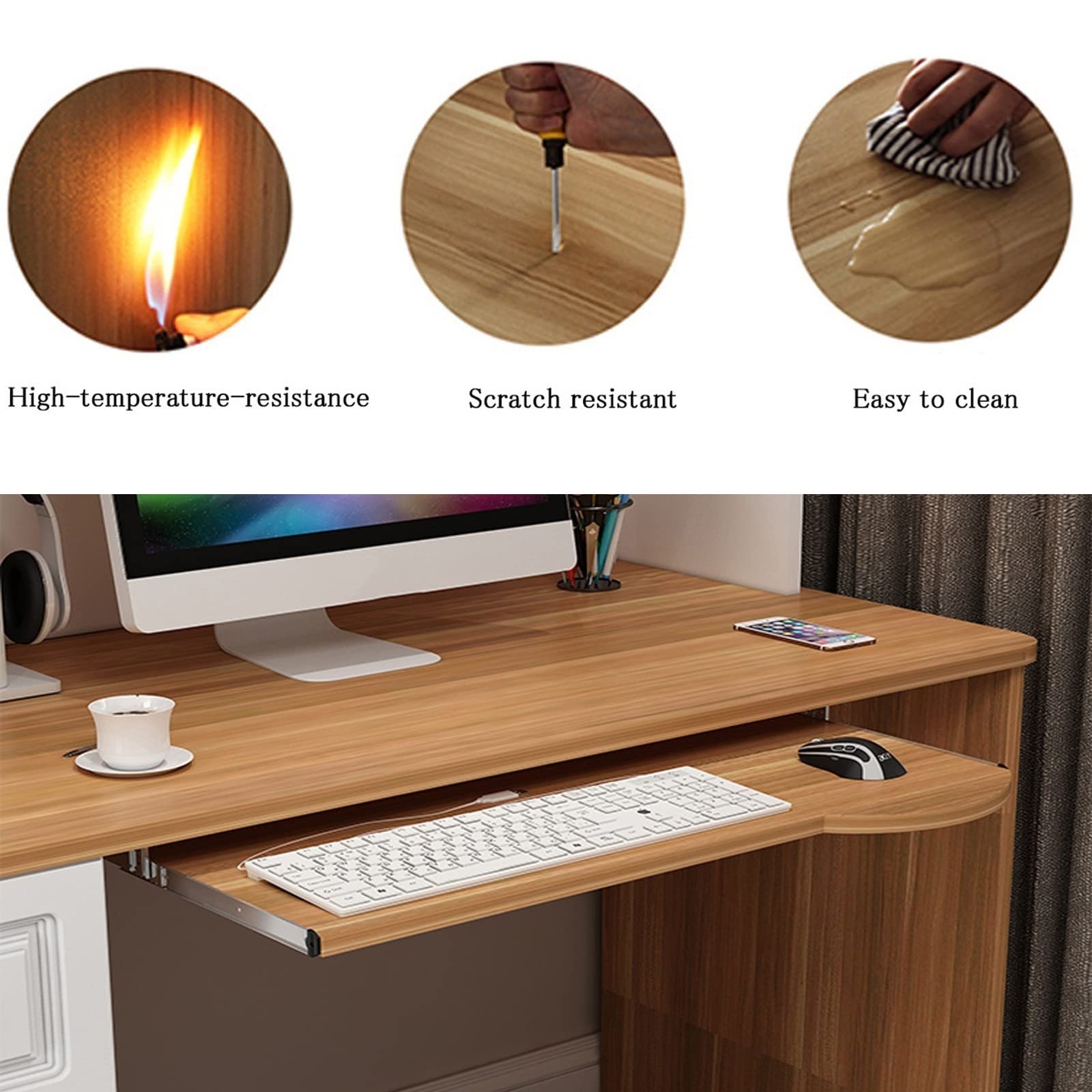 V3VOGUE Under Desk Keyboard Tray - Slide-Out Adjustable Height Keyboard Stand with Slide Rail & Mouse Pad - Ergonomic Home Office Desk Extender for Push-Pull Convenience - Perfect for Computer Workstations, Gaming Setups & Small Spaces