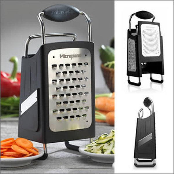 Microplane Specialty Series 4-Sided Box Grater - Stainless Steel Kitchen Grater for Cheese, Zesting, Slicing & Shredding - Perfect for Cooking, Baking & Meal Prep