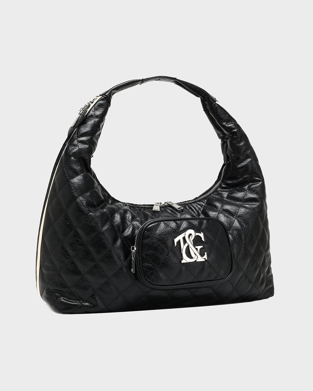 Stylish Black Diamond Stitch Quilted Tote Bag for Women - Fashionable Crossbody Handbag for Work, Travel & Shopping
