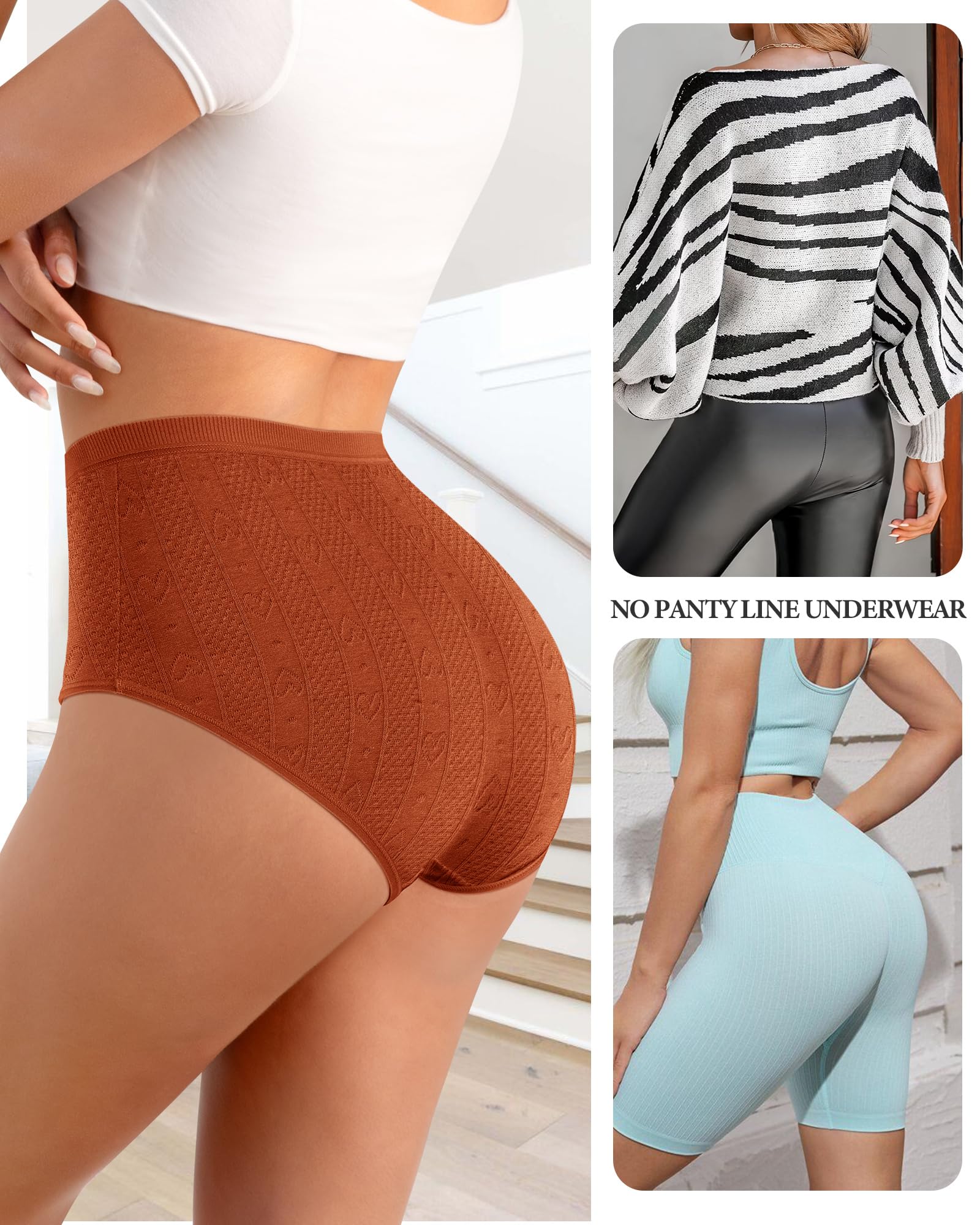Women's High Waisted Cotton Underwear - Soft Stretch Breathable Full Coverage Briefs - 6 Pack Comfy Panties for Everyday Wear, Yoga & Lounge