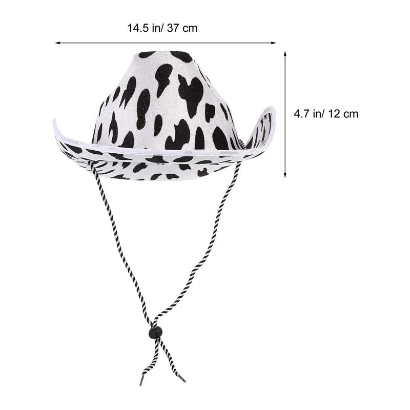 Stylish White and Black Cow Print Cowboy Hat - Adjustable Felt Cowboy Hat for Men & Women | Perfect for Western Rodeo, Country Music Festivals & Halloween Costumes