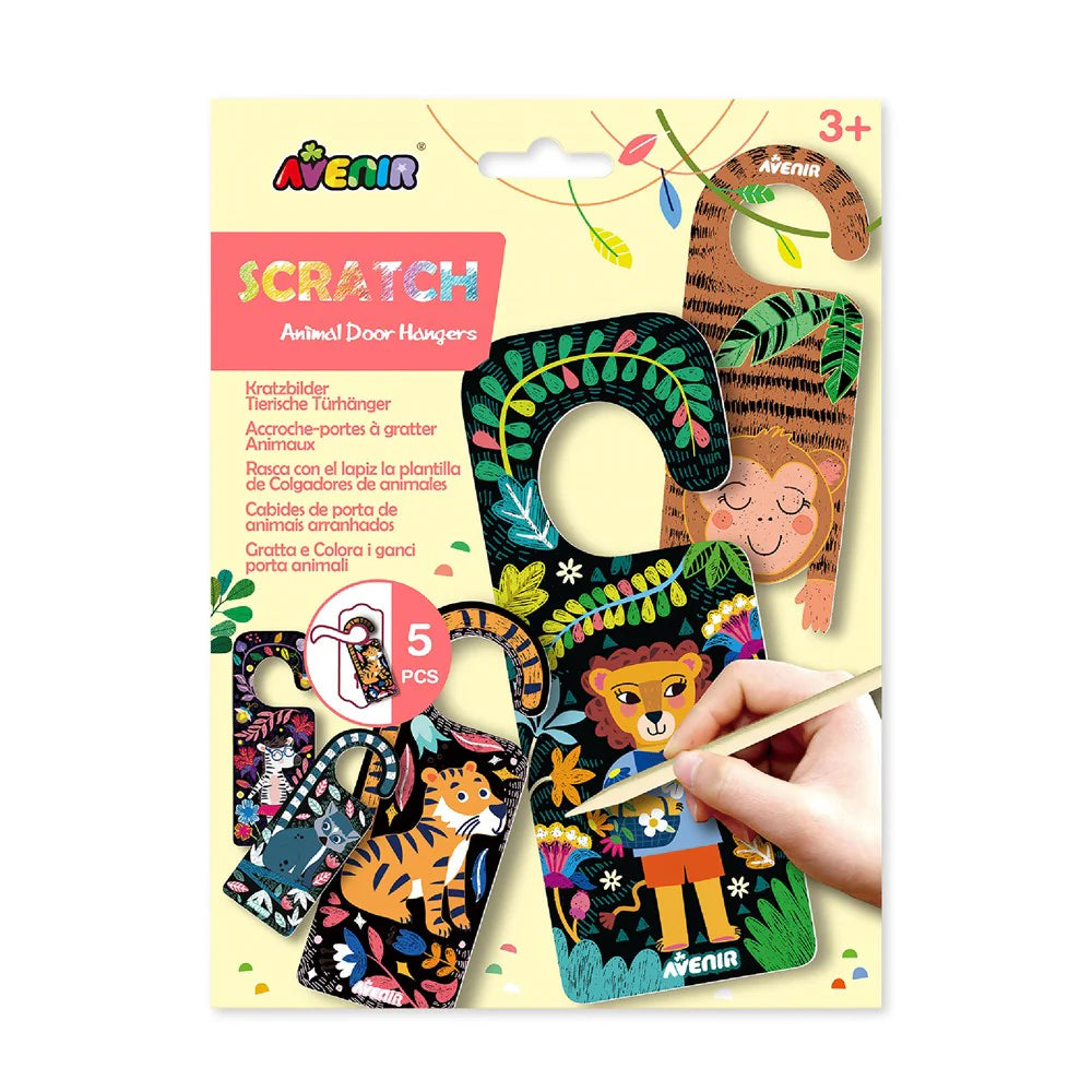 Fun Avenir Scratch Animal Door Hangers for Kids - Colorful DIY Room Decor & No Soliciting Sign for Bedrooms, Classrooms, and Offices