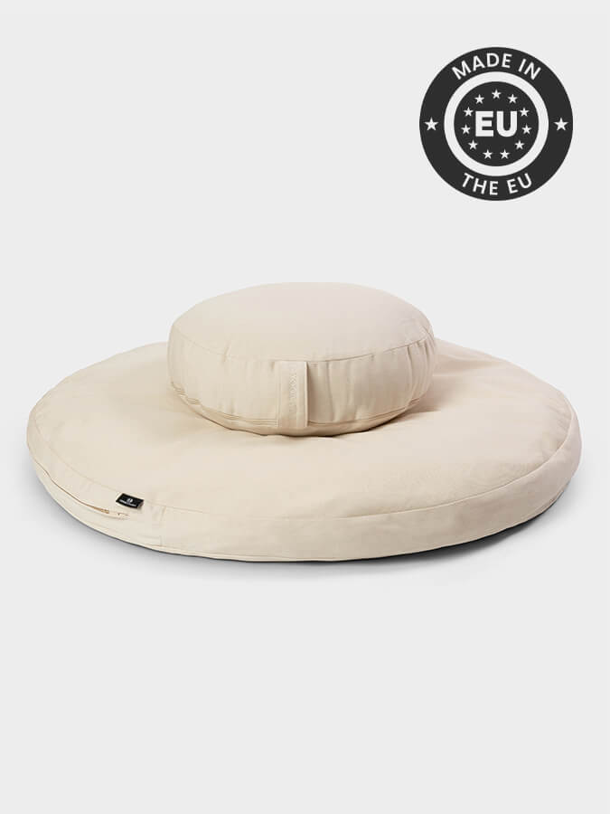 Organic Round Zabuton Meditation Cushion & Zafu Yoga Set - Premium Eco-Friendly Yoga Bolster for Home Studio, Zen Meditation, Mindfulness Practice & Relaxation