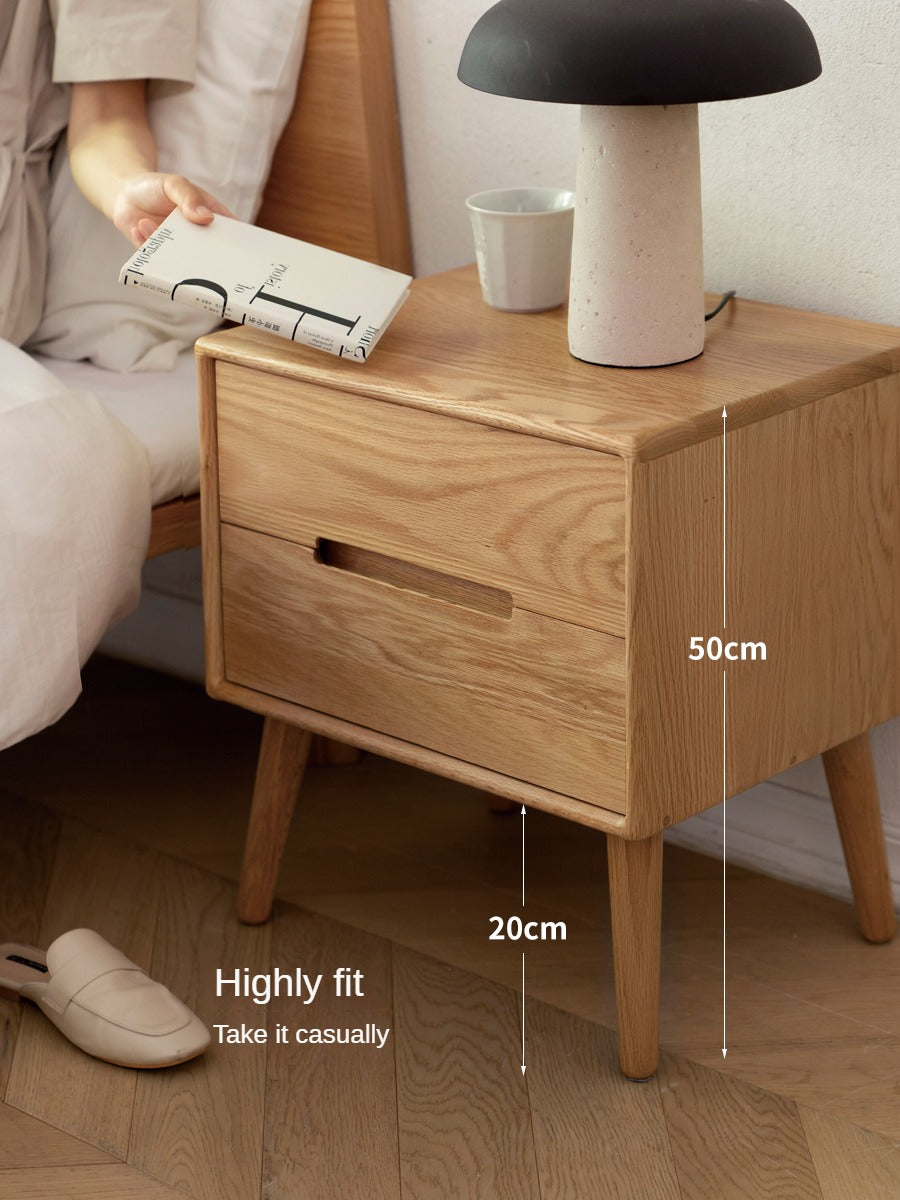 Solid Oak Wood Nightstand - Sturdy Bedside Table for Bedroom, Living Room, or Office - Perfect for Storage and Decor