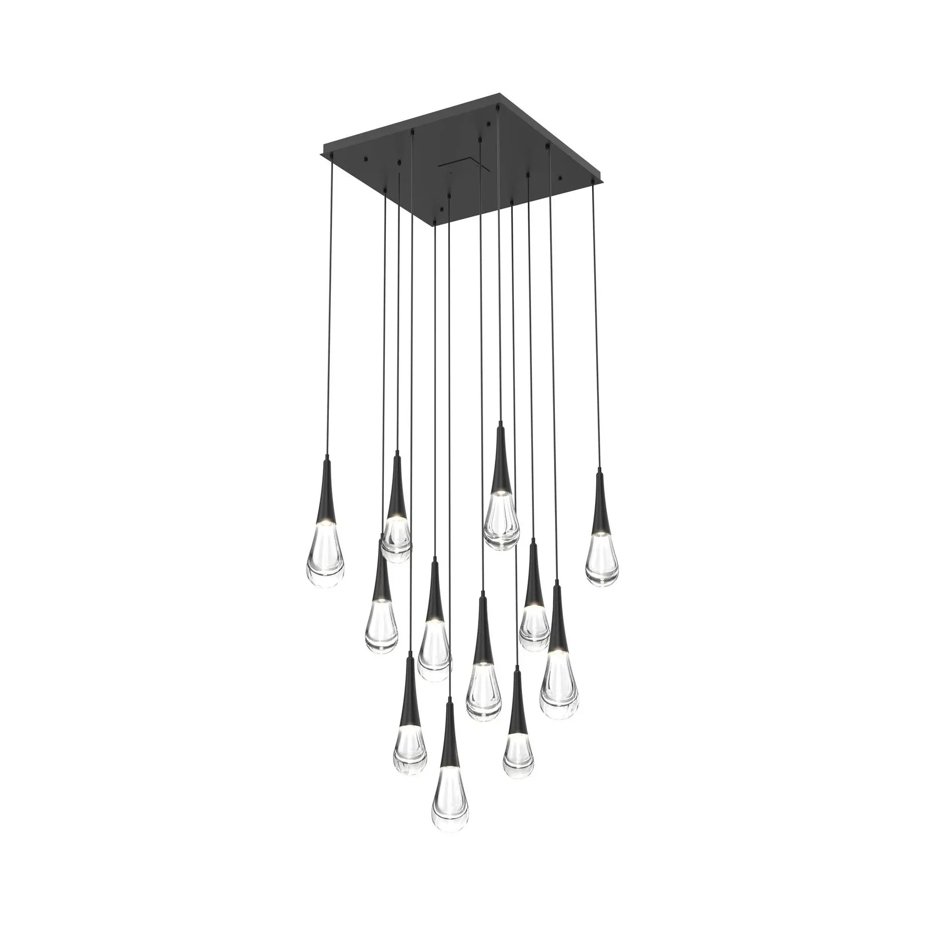 Modern Square LED Chandelier with Water Drop Crystals - Elegant Ceiling Light Fixture for Dining Room, Living Room, Bedroom or Entryway