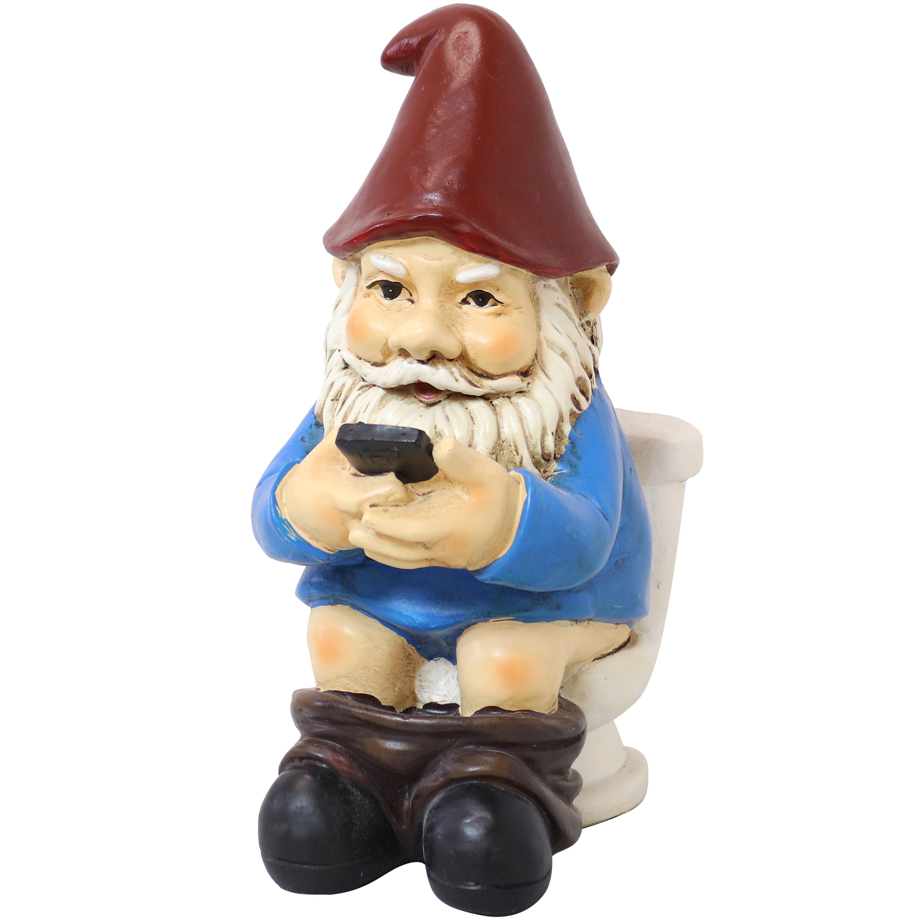 Funny Garden Gnome Statue - Cody Reading Phone on Throne - Outdoor Lawn Decor for Garden, Yard, and Patio - Perfect Gift for Gnome Lovers & Unique Home Decoration
