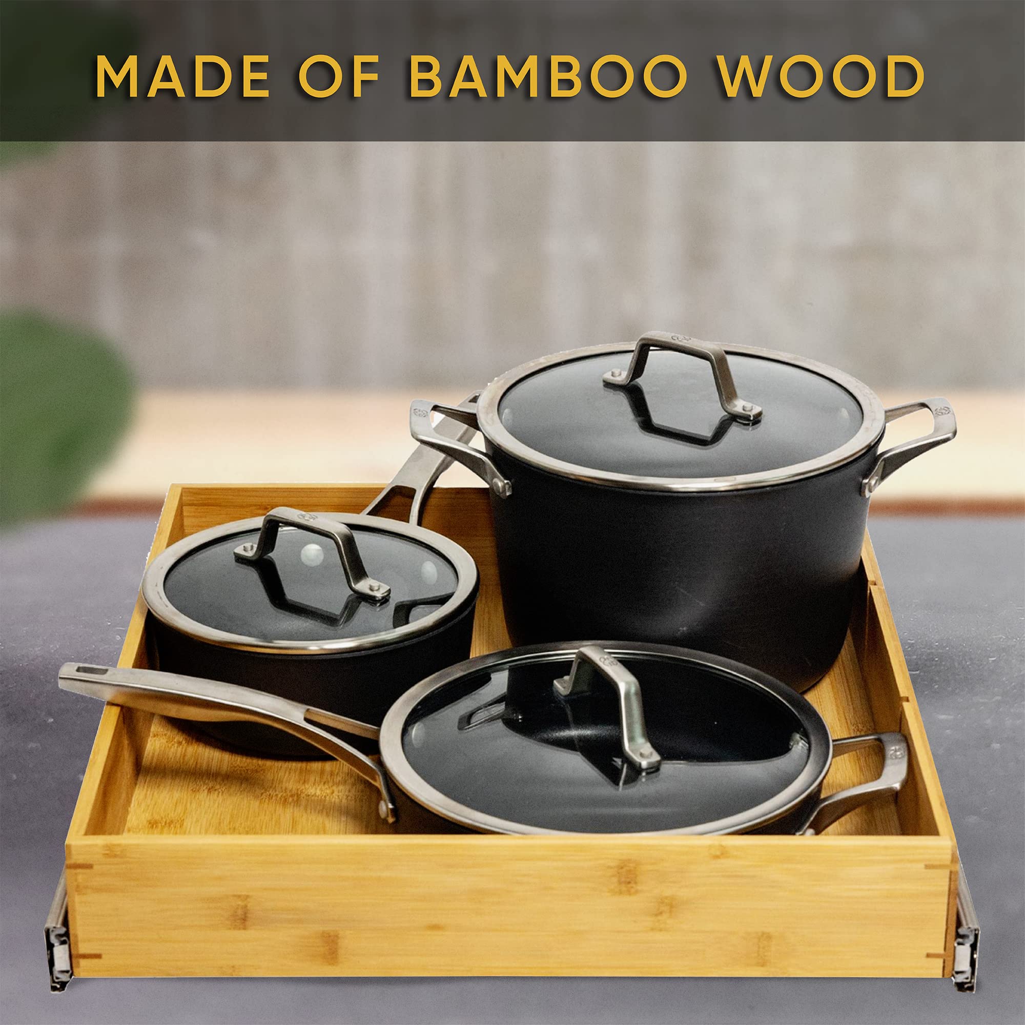 Premium Bamboo Pull-Out Cabinet Organizer - 12