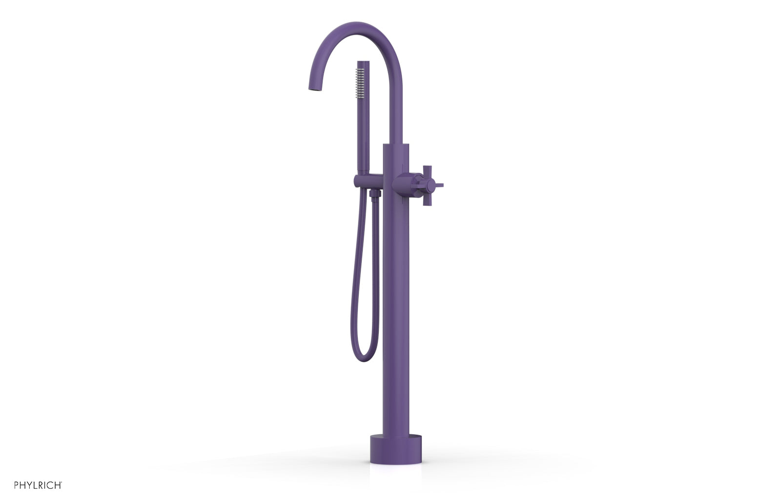 BASIC Low Floor Mount Tub Filler with Cross Handle and Hand Shower - D132 44 03 - Perfect for Modern Bathroom Renovations and Spa-Like Showers