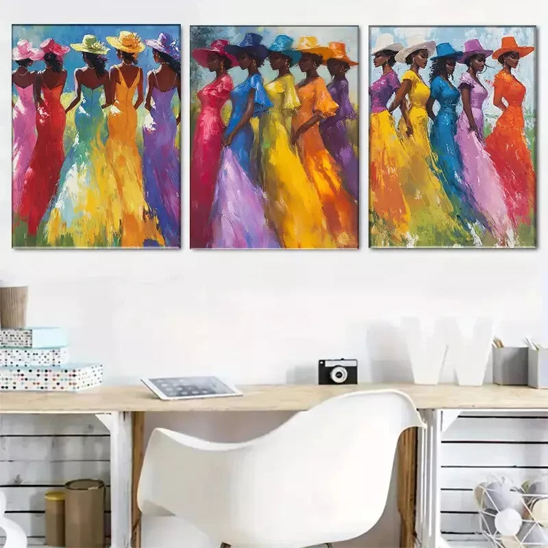 3pcs Colorful Elegant Women Triptych Wall Art Set - 40x60cm Framed Canvas Prints | High Quality Australian Made | Ready to Hang | Perfect for Living Room, Bedroom & Office Decor