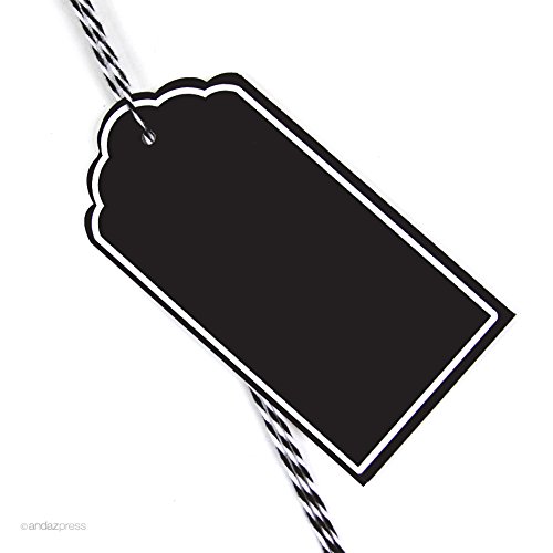 Andaz Press Blank Black Scallop Gift Tags - 12 Pack for Wedding Favors, Party Decorations & DIY Crafting